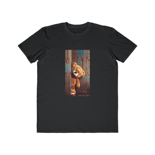 Peeking Teddy Bear Tee | Cute Teddy on Wood Panel T-Shirt