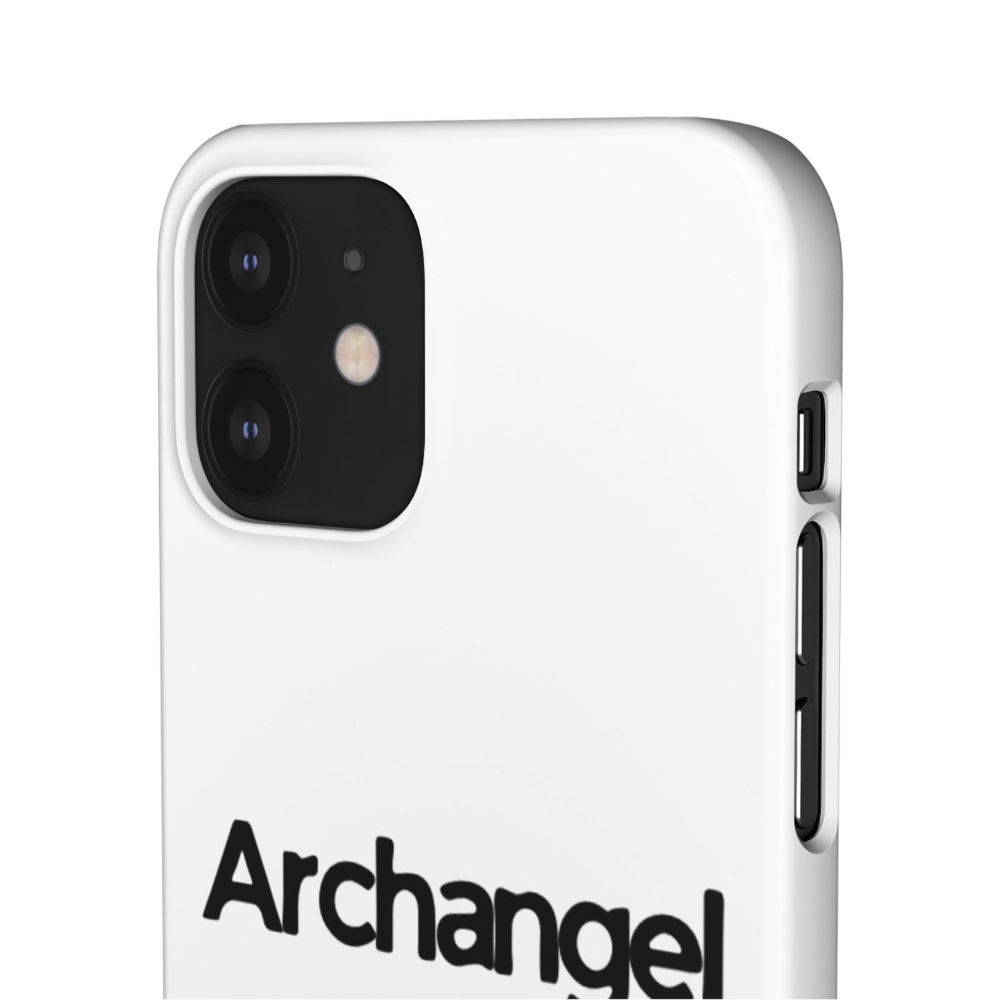 Archangel Snap Case — Minimalist White Phone Case with Bold Text
