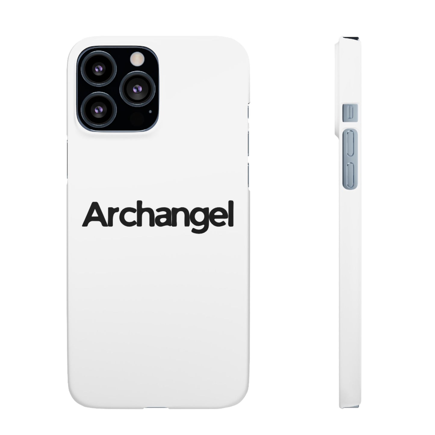 Archangel Snap Case — Minimalist White Phone Case with Bold Text