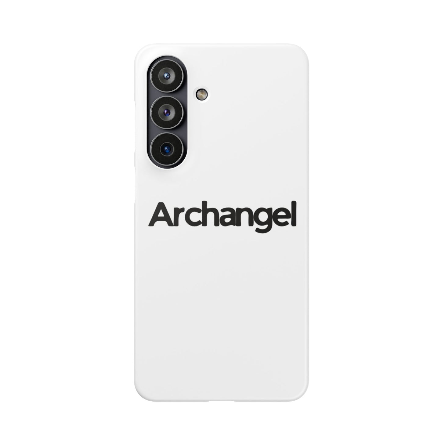 Archangel Snap Case — Minimalist White Phone Case with Bold Text