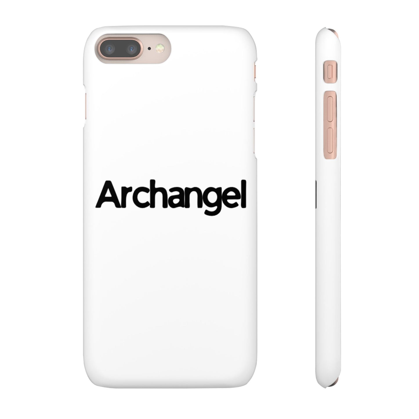 Archangel Snap Case — Minimalist White Phone Case with Bold Text