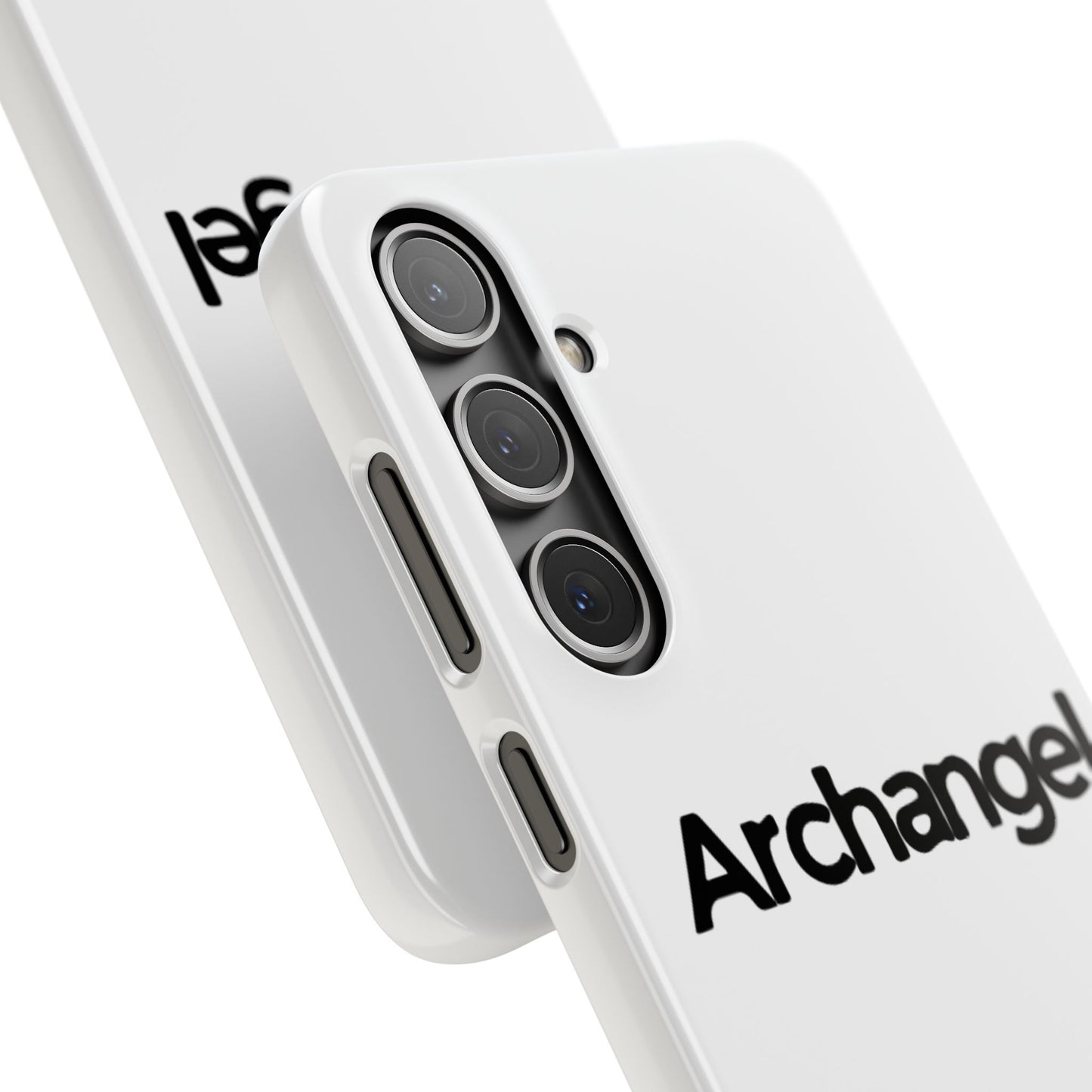 Archangel Snap Case — Minimalist White Phone Case with Bold Text