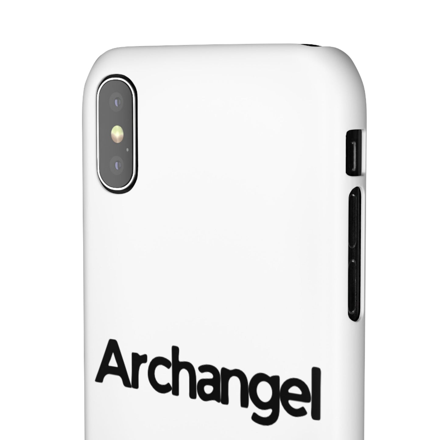 Archangel Snap Case — Minimalist White Phone Case with Bold Text