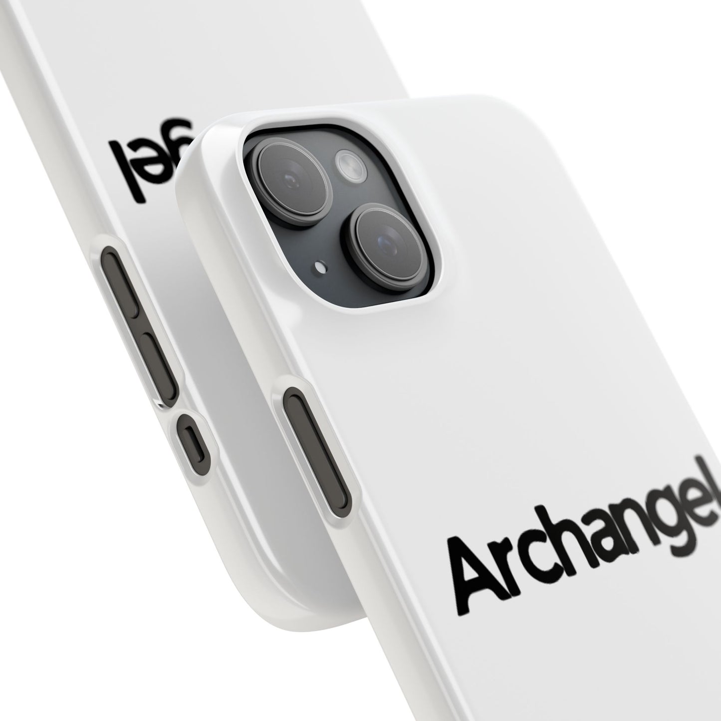 Archangel Snap Case — Minimalist White Phone Case with Bold Text