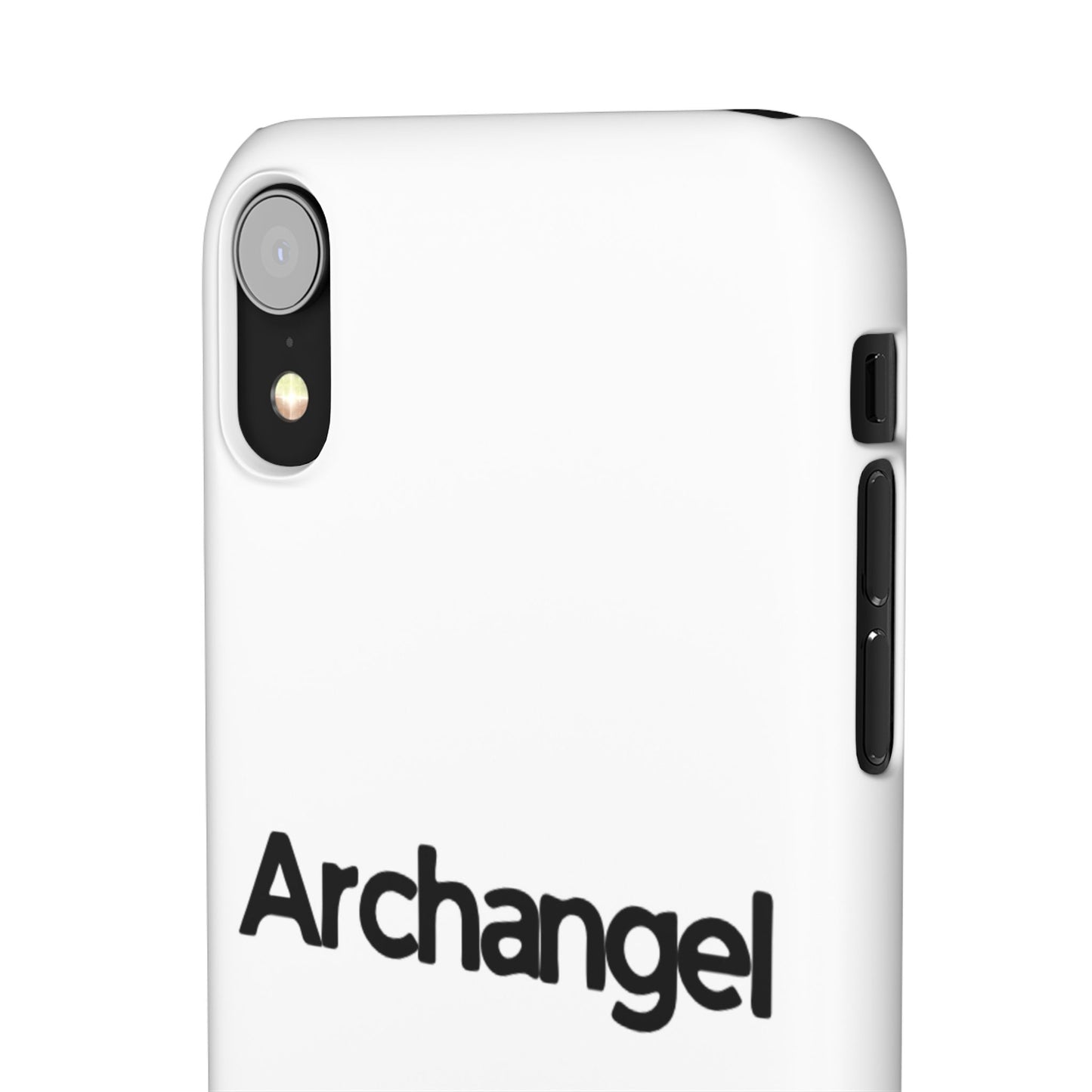 Archangel Snap Case — Minimalist White Phone Case with Bold Text