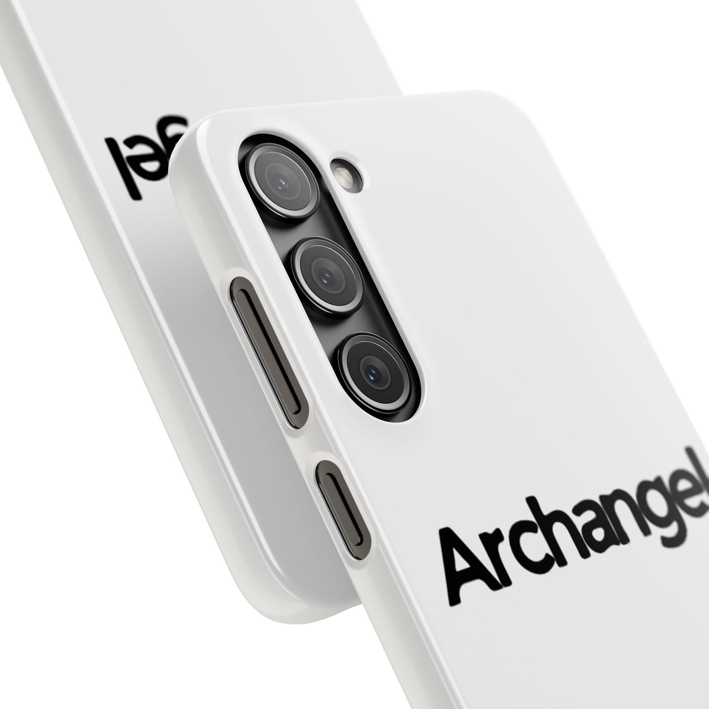 Archangel Snap Case — Minimalist White Phone Case with Bold Text