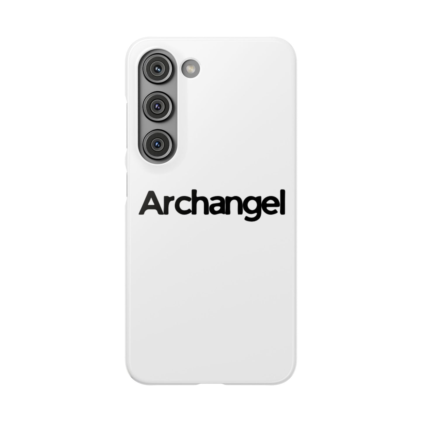 Archangel Snap Case — Minimalist White Phone Case with Bold Text