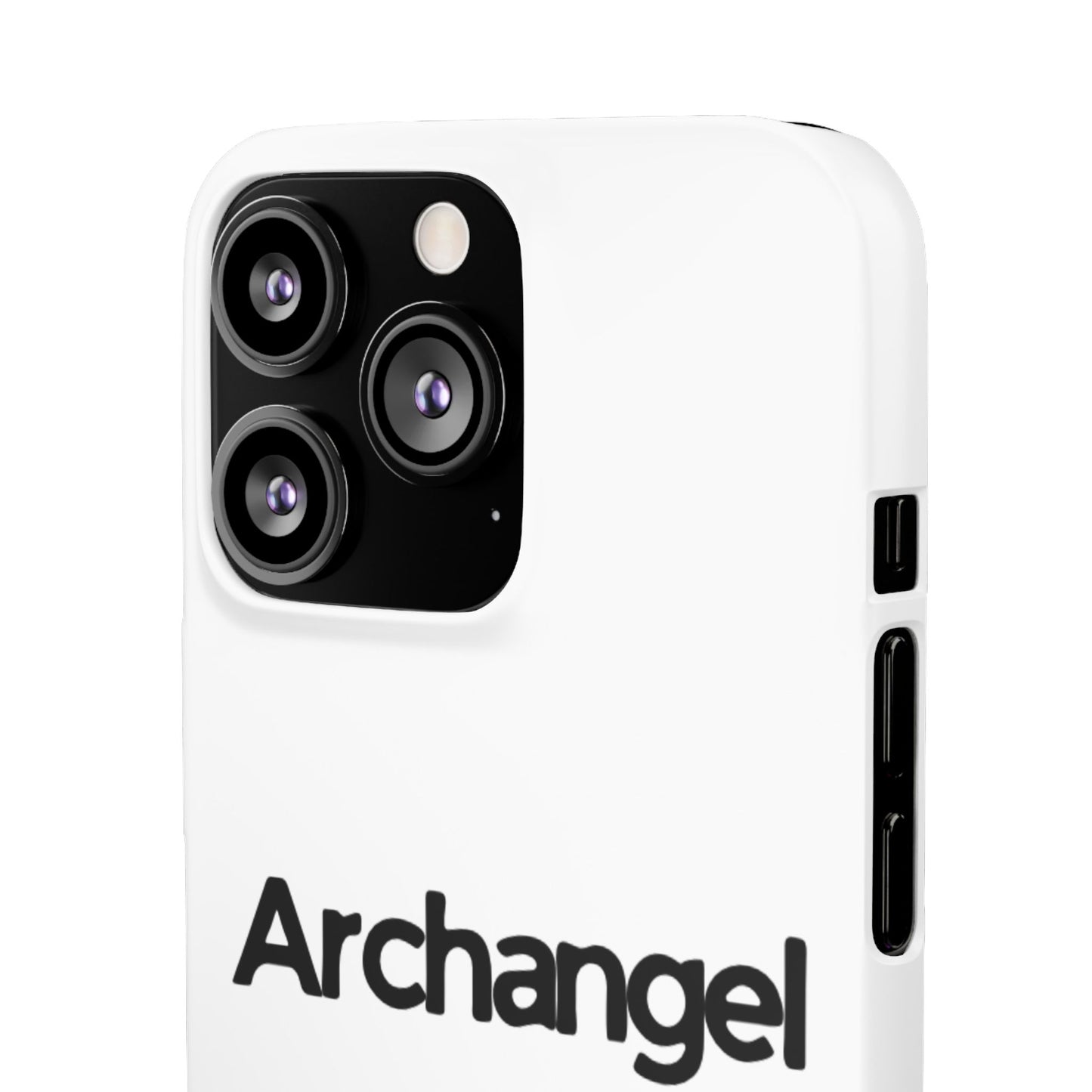 Archangel Snap Case — Minimalist White Phone Case with Bold Text