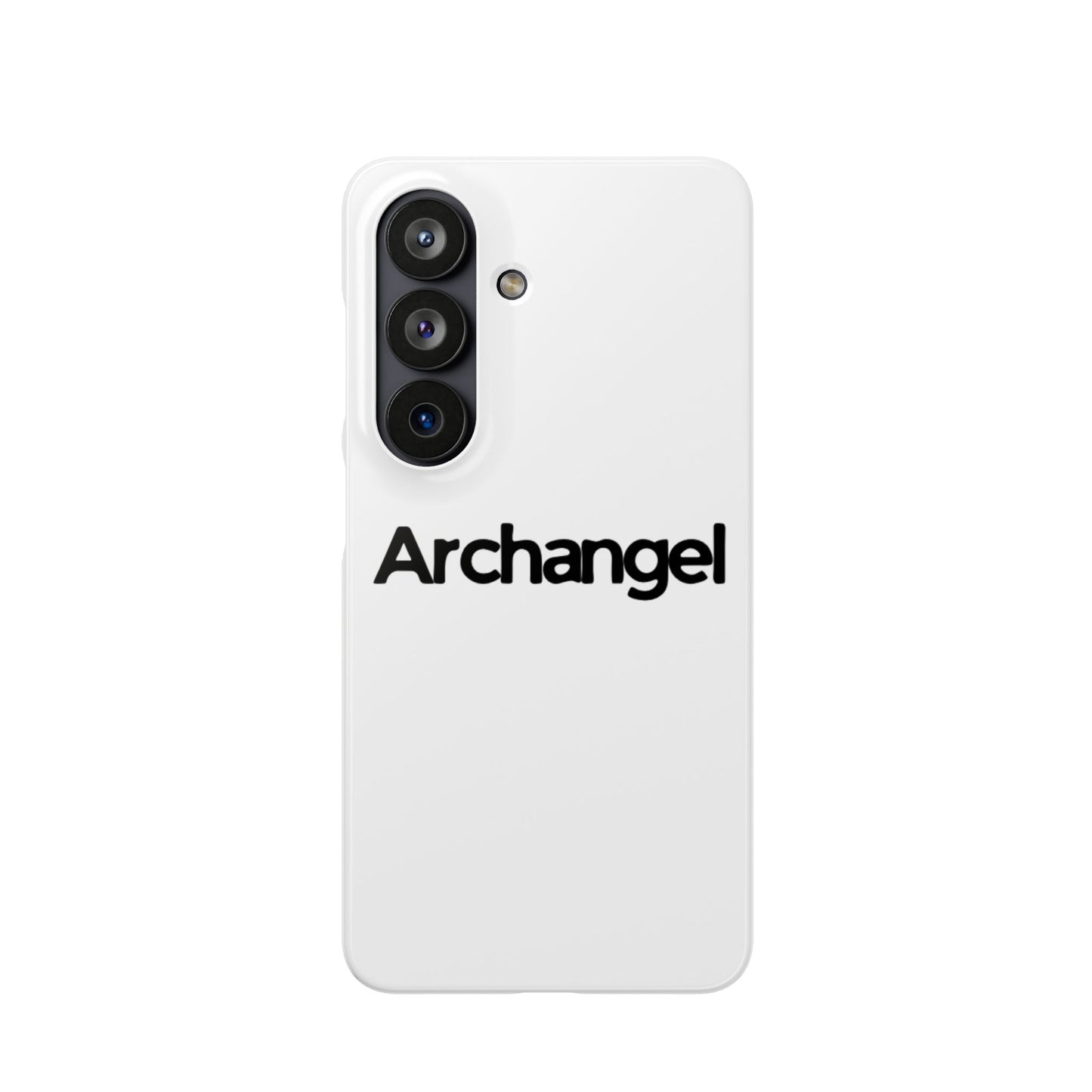 Archangel Snap Case — Minimalist White Phone Case with Bold Text