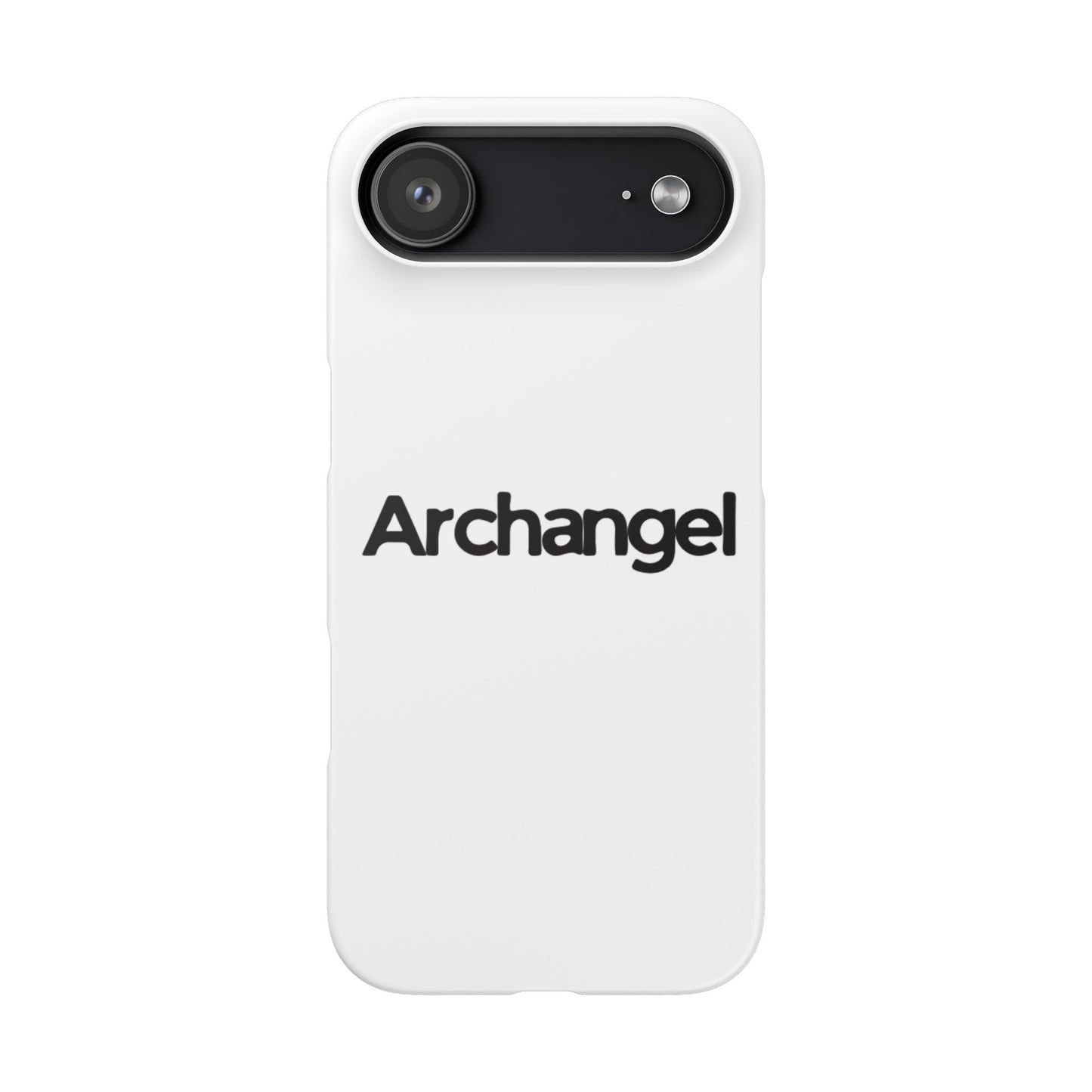 Archangel Snap Case — Minimalist White Phone Case with Bold Text