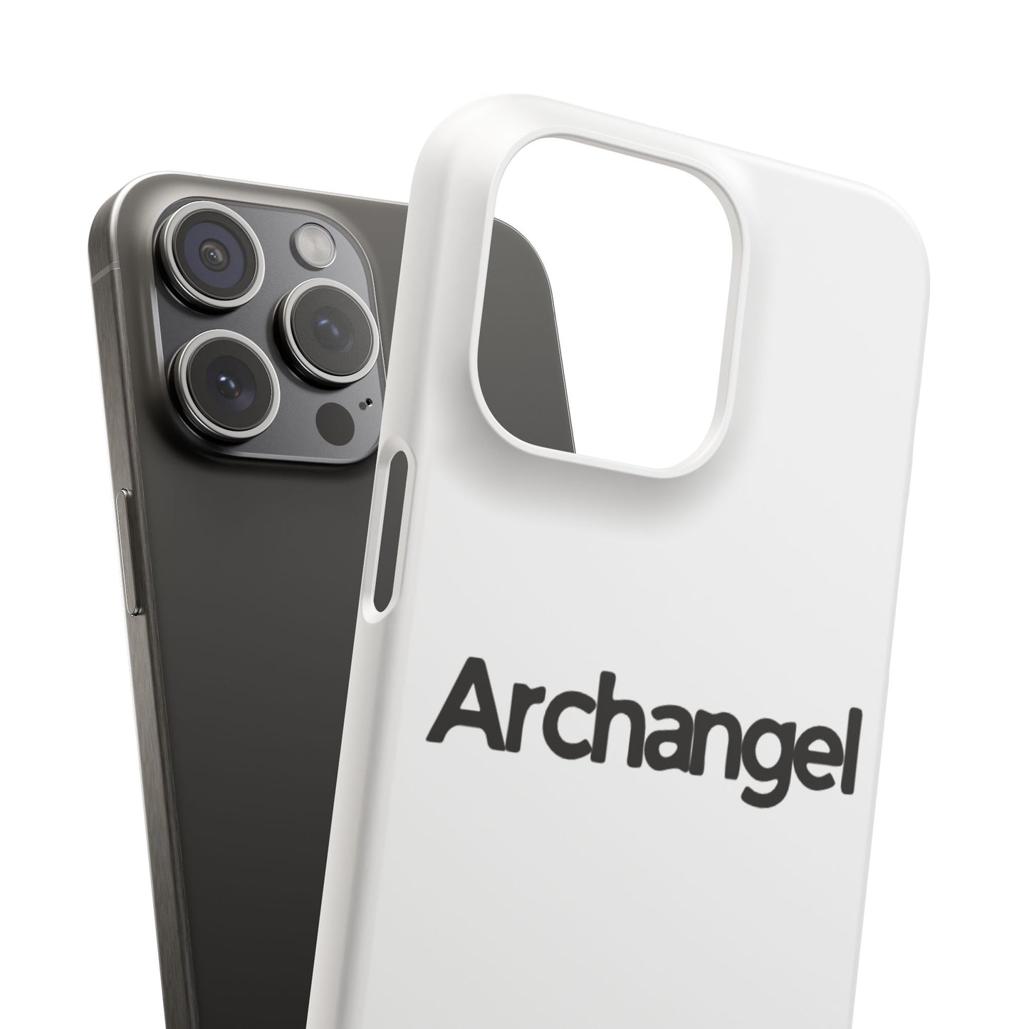 Archangel Snap Case — Minimalist White Phone Case with Bold Text