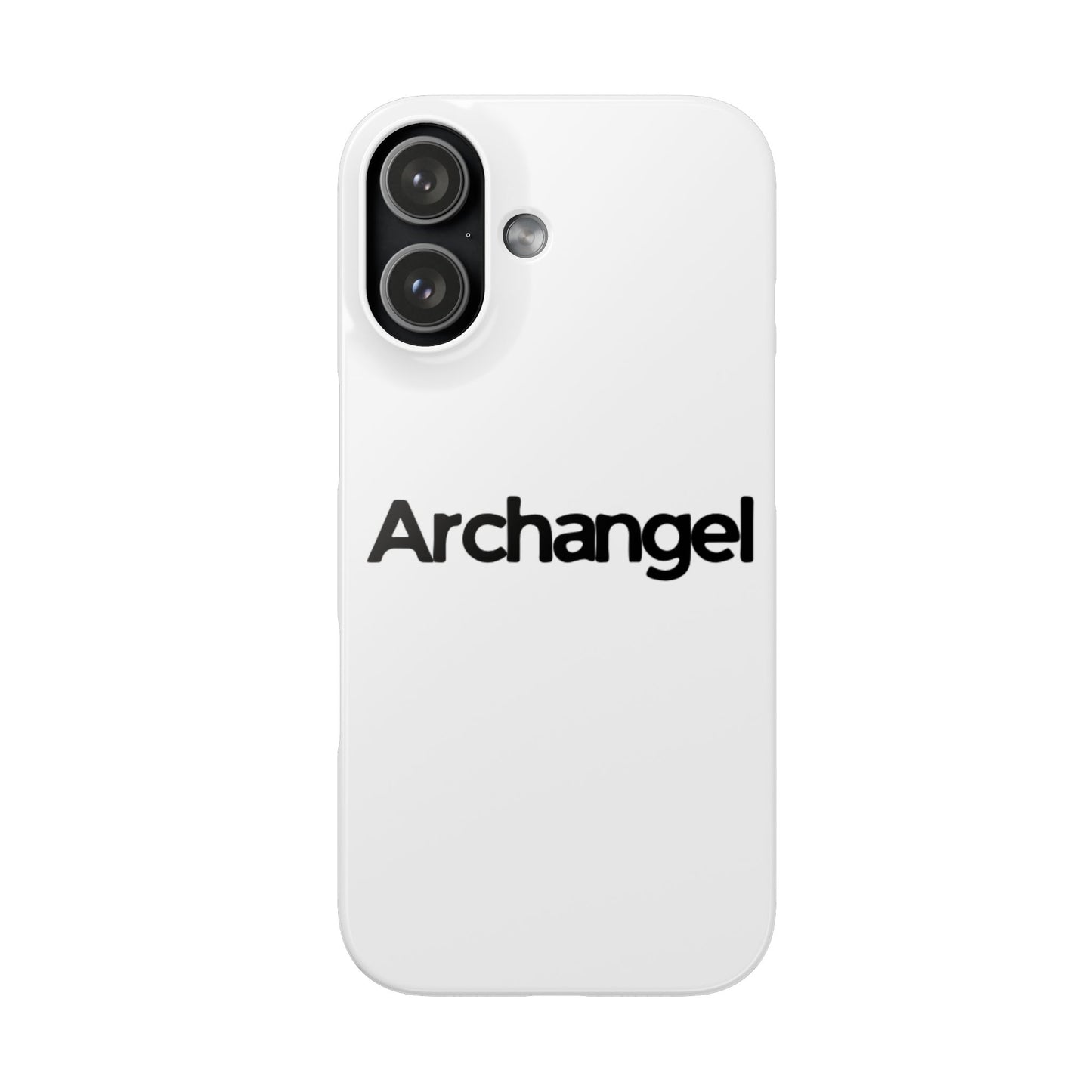 Archangel Snap Case — Minimalist White Phone Case with Bold Text