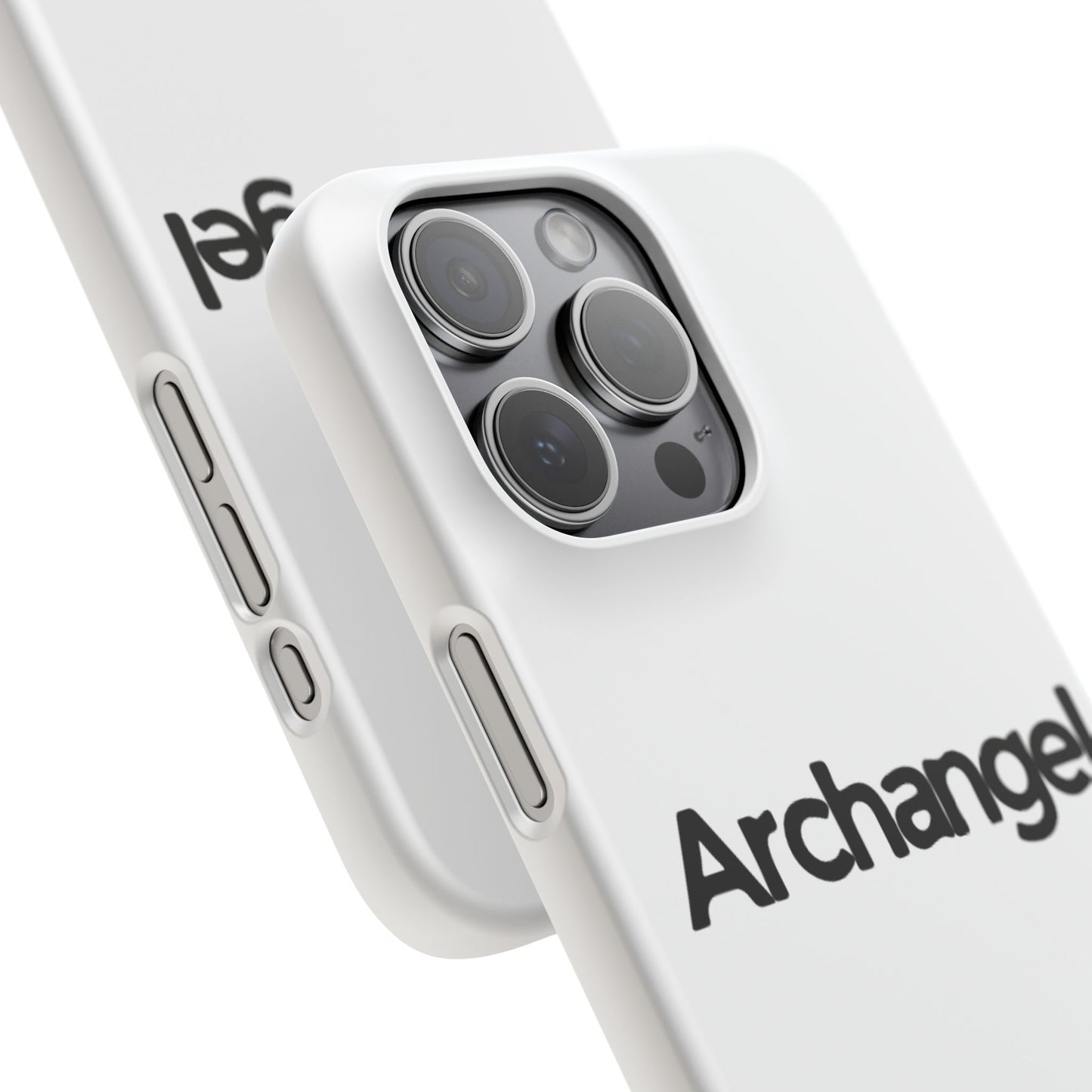 Archangel Snap Case — Minimalist White Phone Case with Bold Text