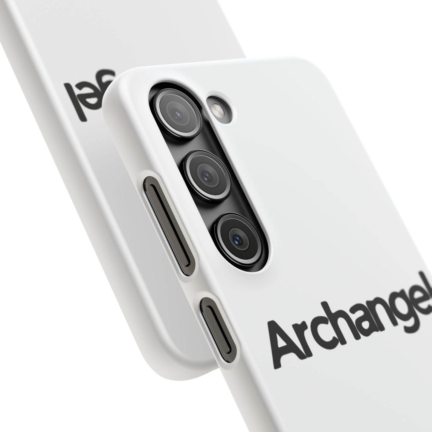 Archangel Snap Case — Minimalist White Phone Case with Bold Text