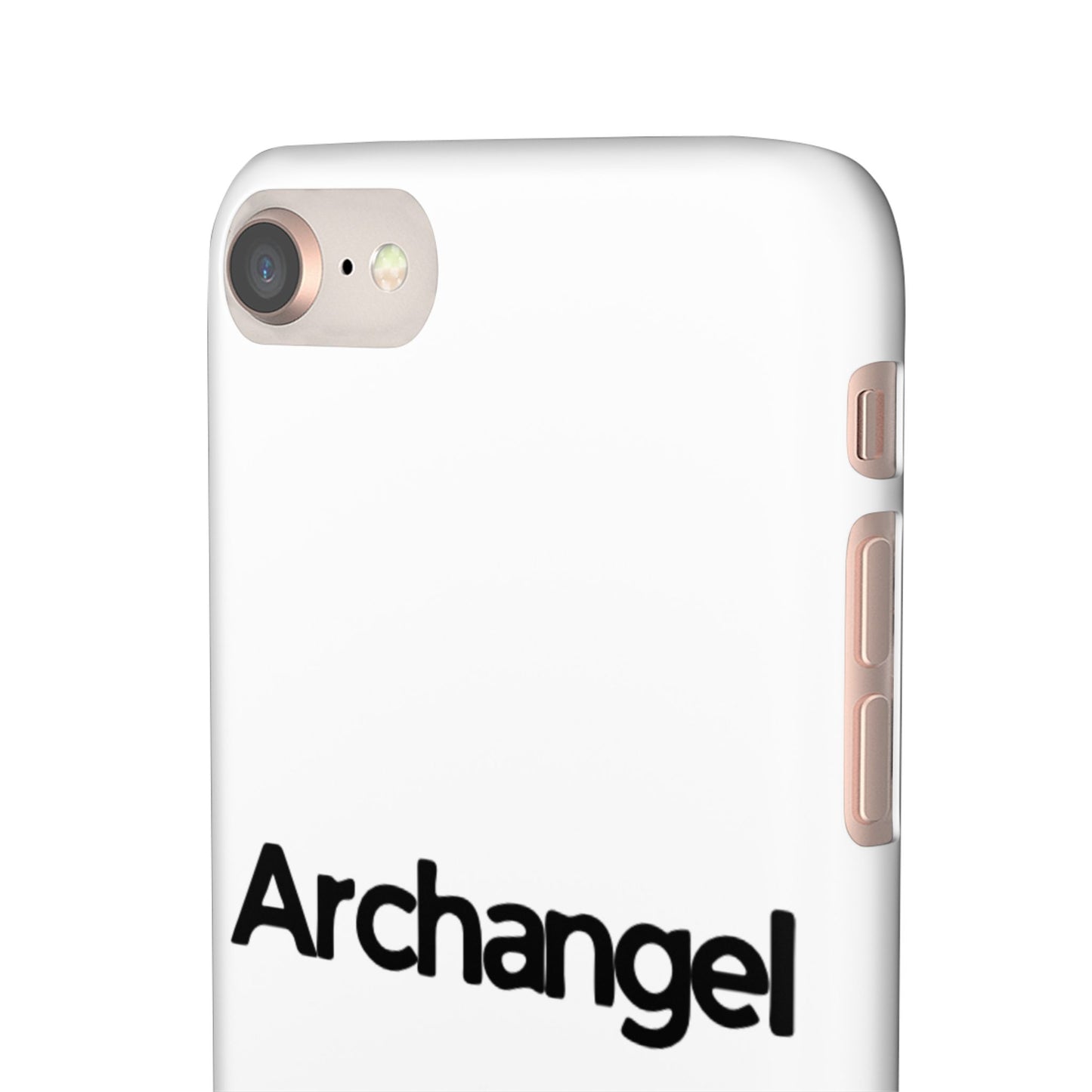 Archangel Snap Case — Minimalist White Phone Case with Bold Text
