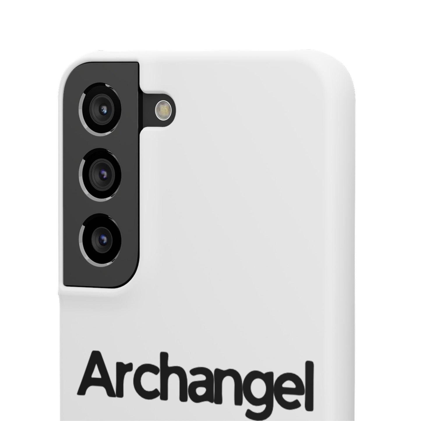 Archangel Snap Case — Minimalist White Phone Case with Bold Text