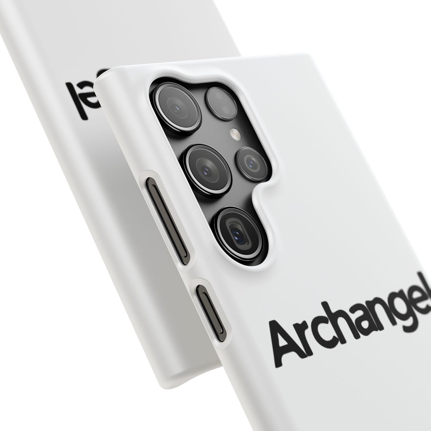 Archangel Snap Case — Minimalist White Phone Case with Bold Text