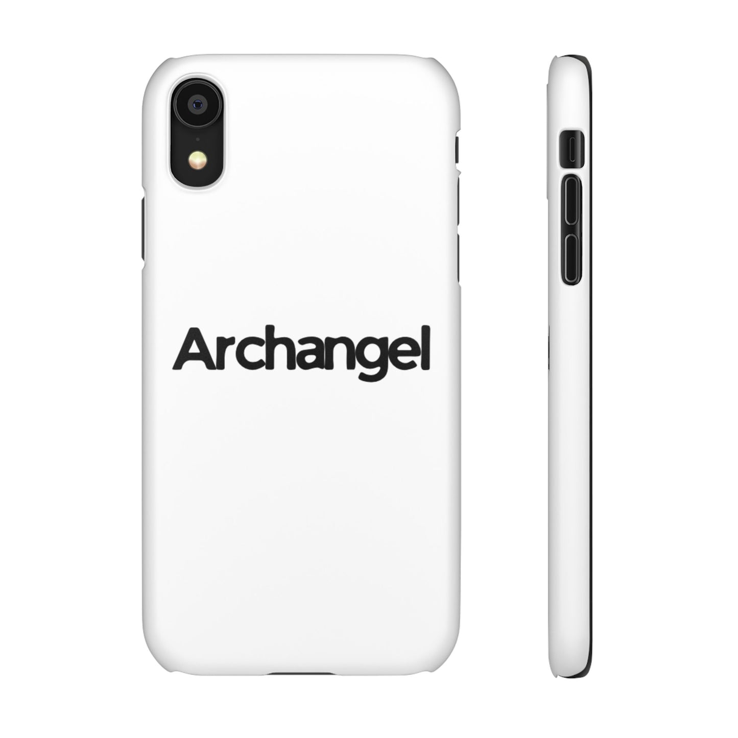 Archangel Snap Case — Minimalist White Phone Case with Bold Text