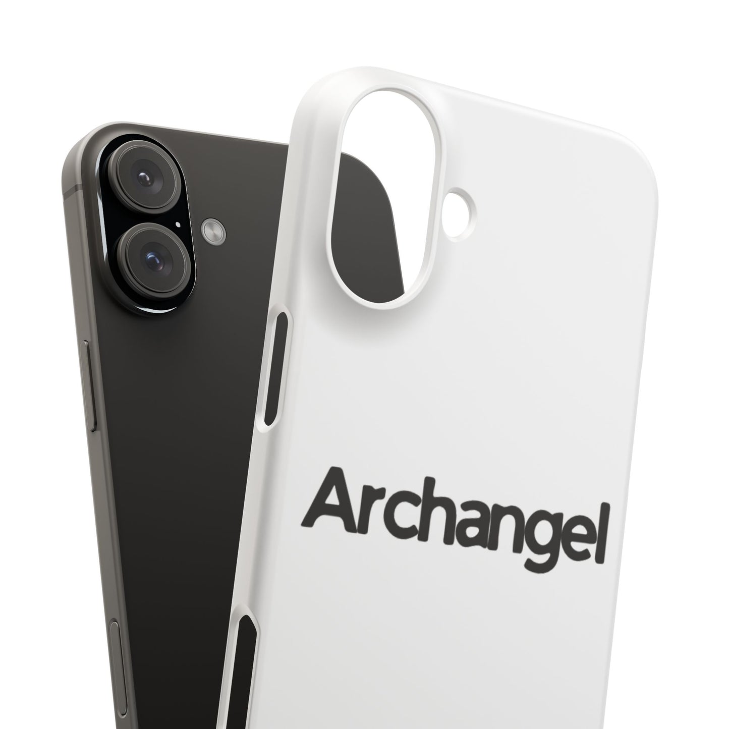 Archangel Snap Case — Minimalist White Phone Case with Bold Text