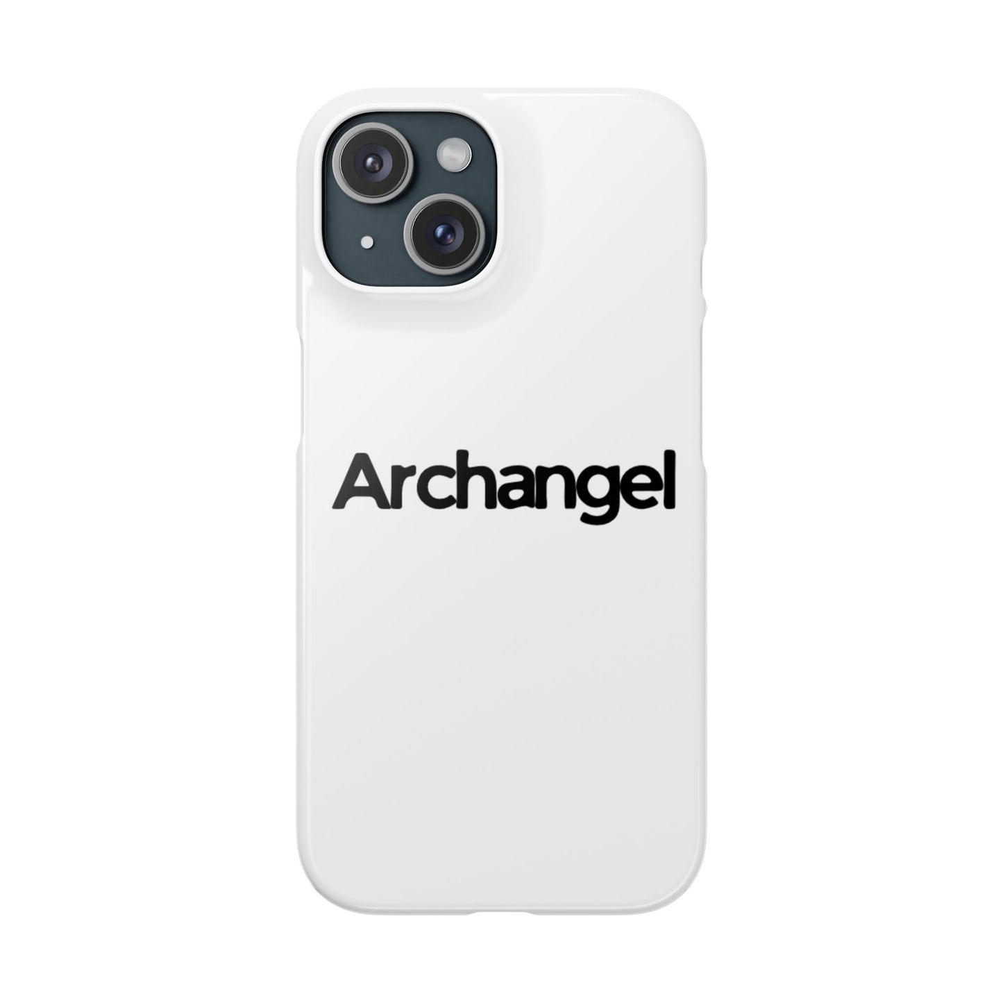 Archangel Snap Case — Minimalist White Phone Case with Bold Text