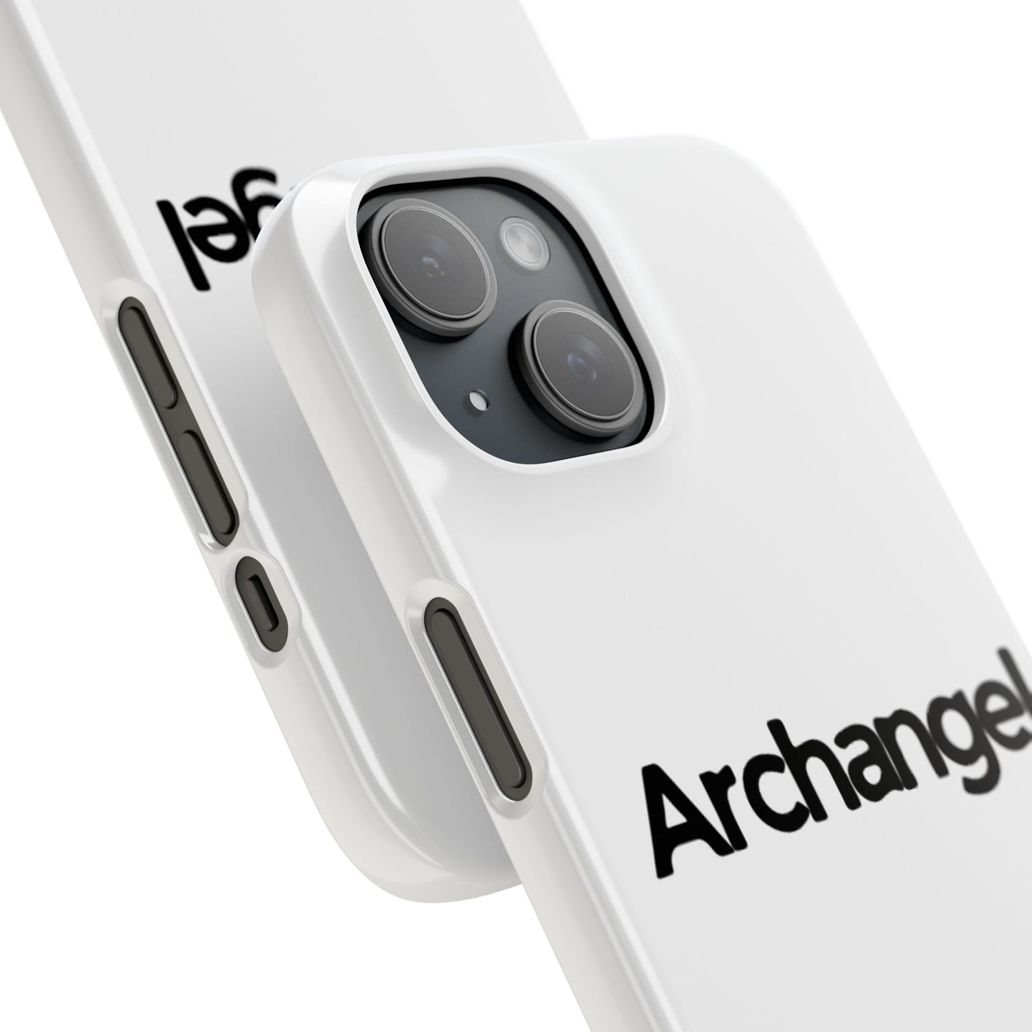 Archangel Snap Case — Minimalist White Phone Case with Bold Text