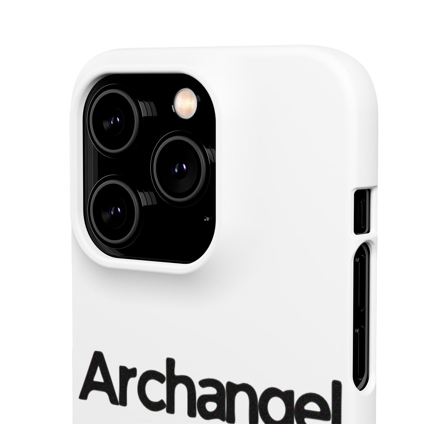 Archangel Snap Case — Minimalist White Phone Case with Bold Text