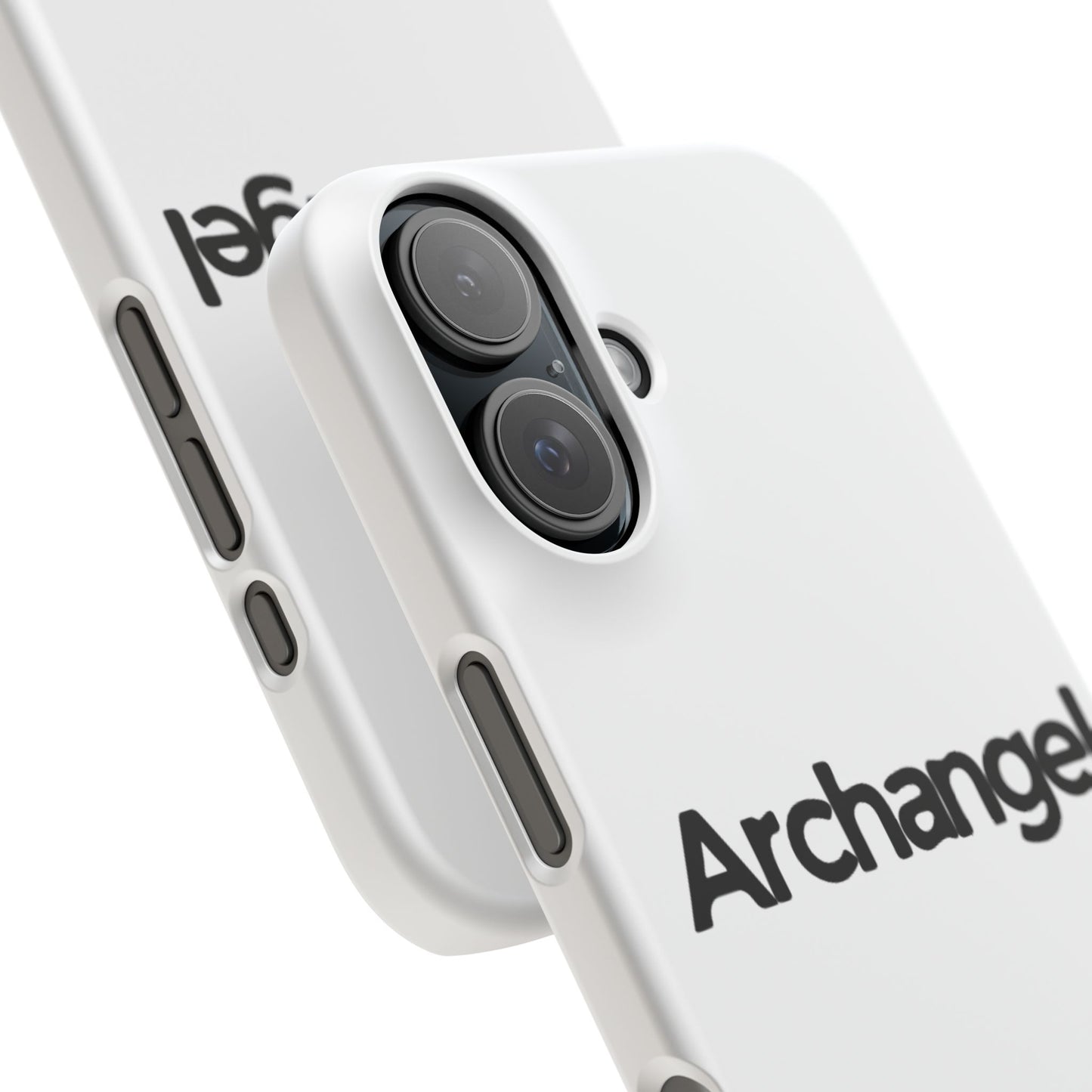Archangel Snap Case — Minimalist White Phone Case with Bold Text