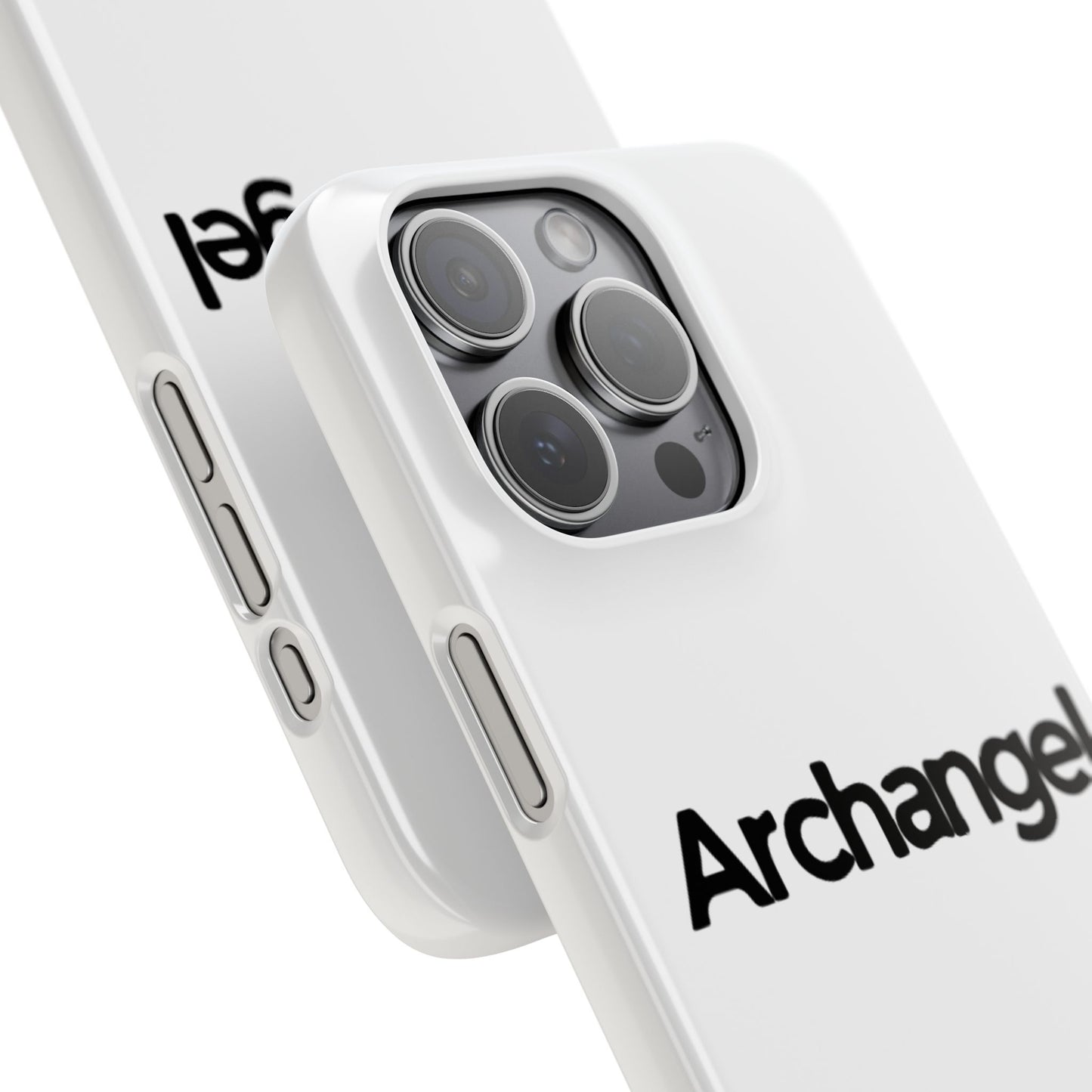 Archangel Snap Case — Minimalist White Phone Case with Bold Text