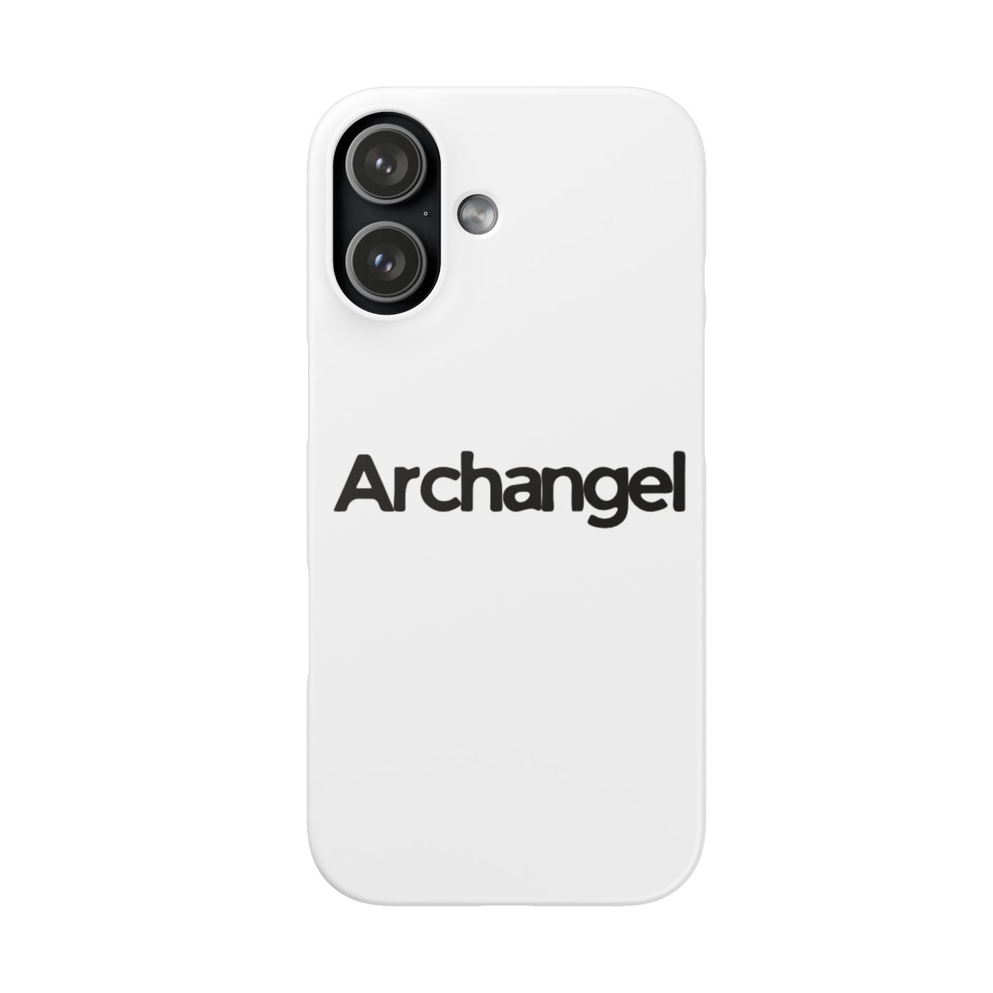 Archangel Snap Case — Minimalist White Phone Case with Bold Text
