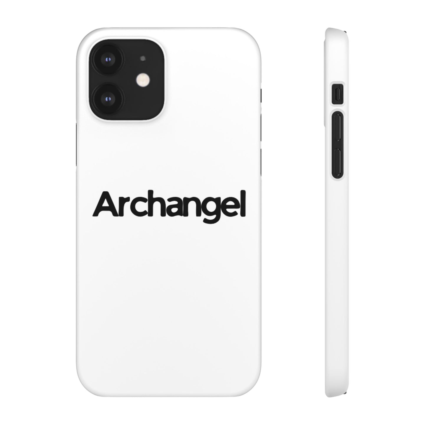 Archangel Snap Case — Minimalist White Phone Case with Bold Text