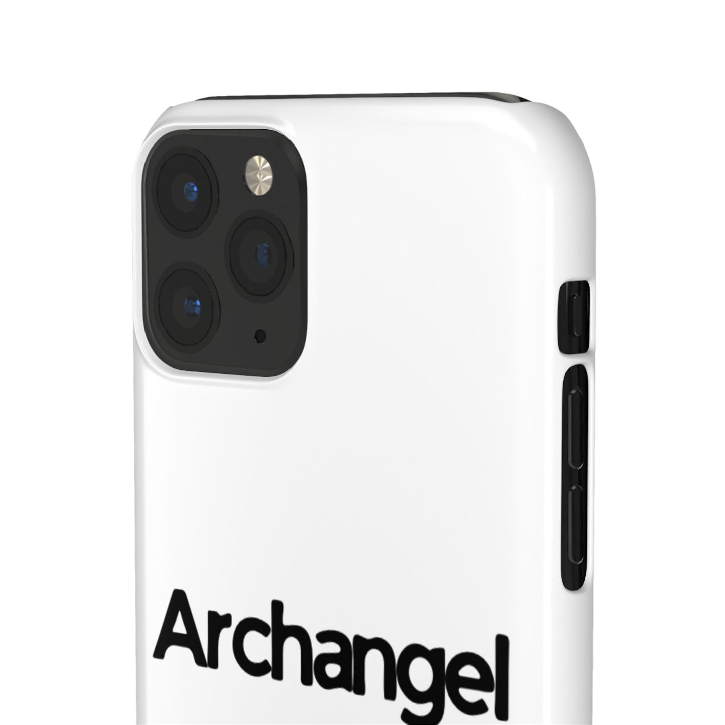 Archangel Snap Case — Minimalist White Phone Case with Bold Text