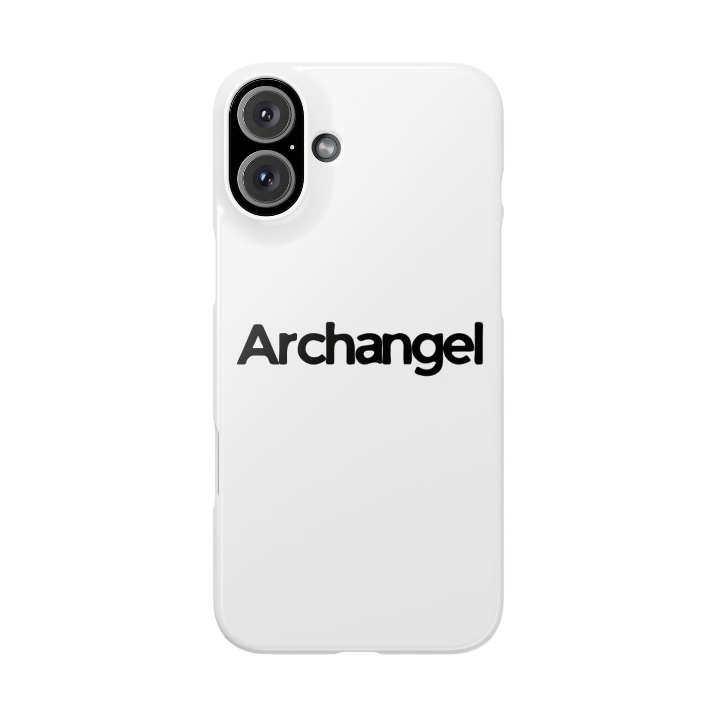 Archangel Snap Case — Minimalist White Phone Case with Bold Text