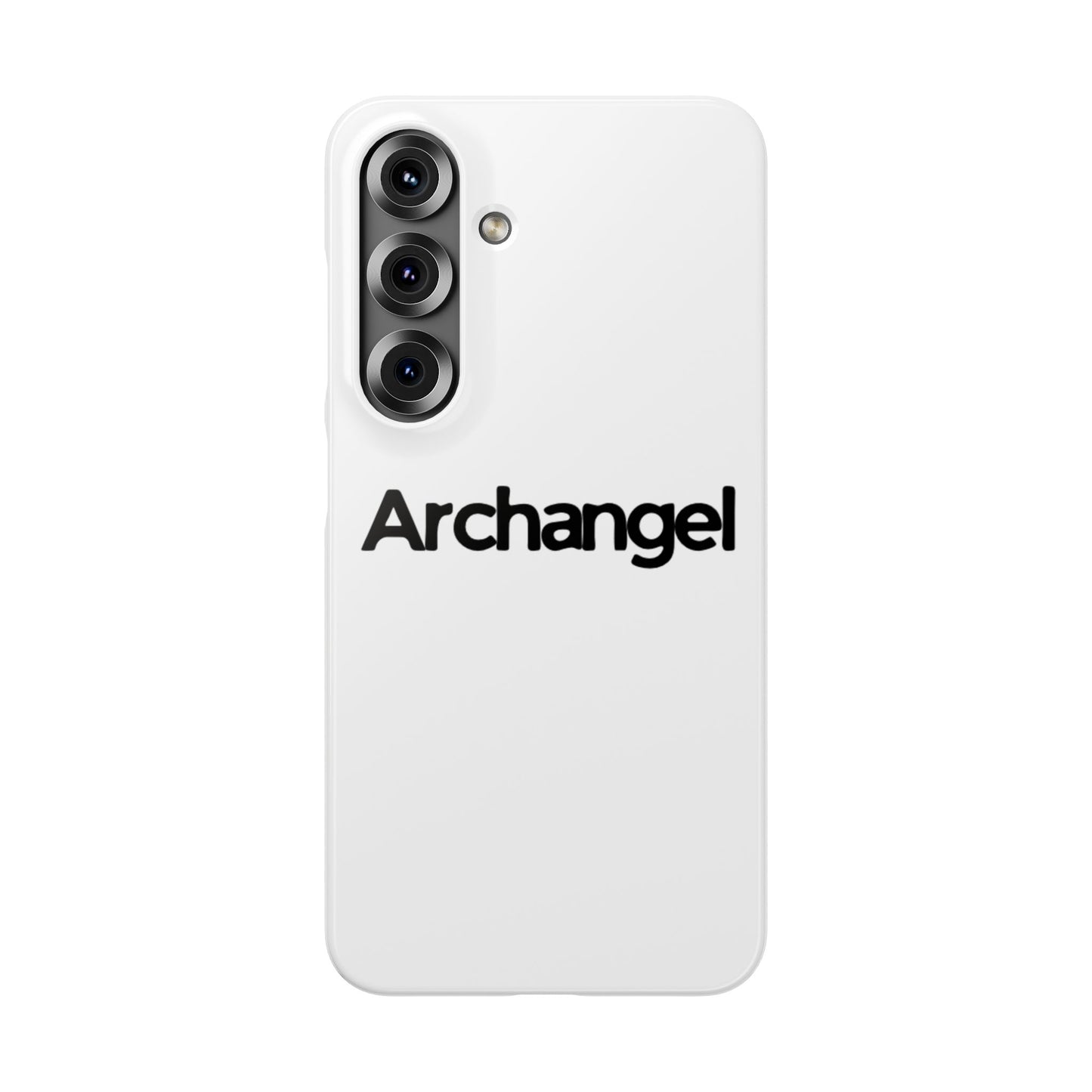 Archangel Snap Case — Minimalist White Phone Case with Bold Text