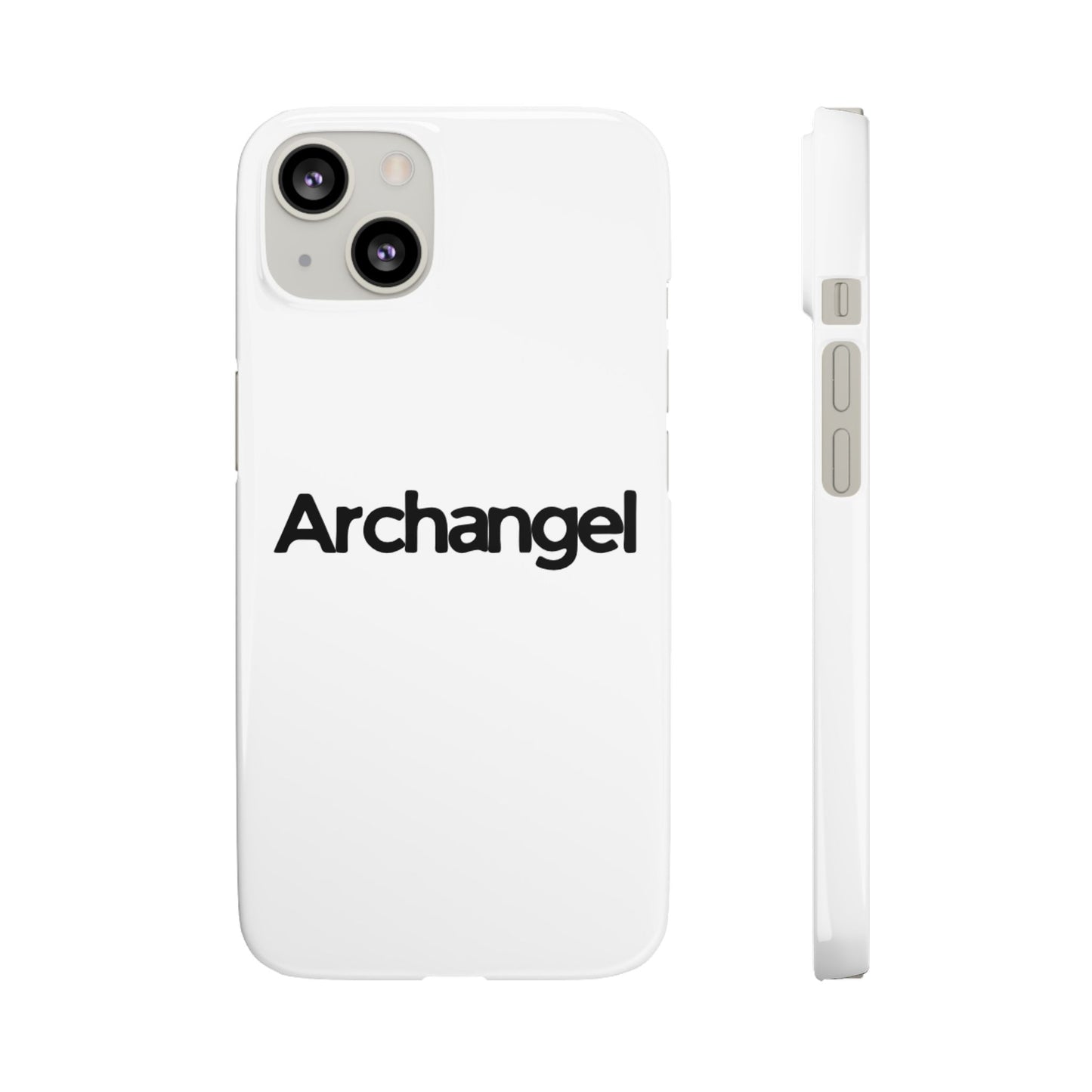 Archangel Snap Case — Minimalist White Phone Case with Bold Text