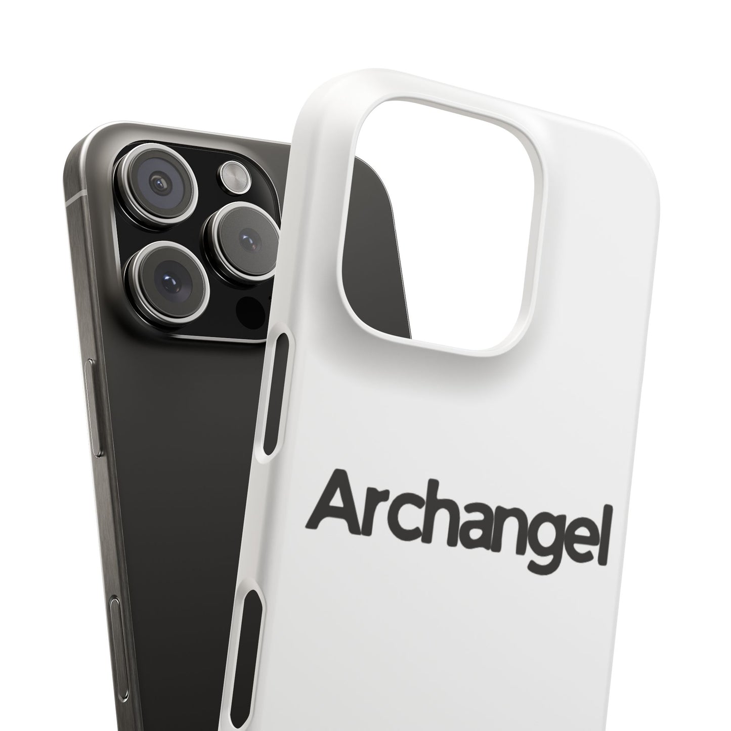 Archangel Snap Case — Minimalist White Phone Case with Bold Text
