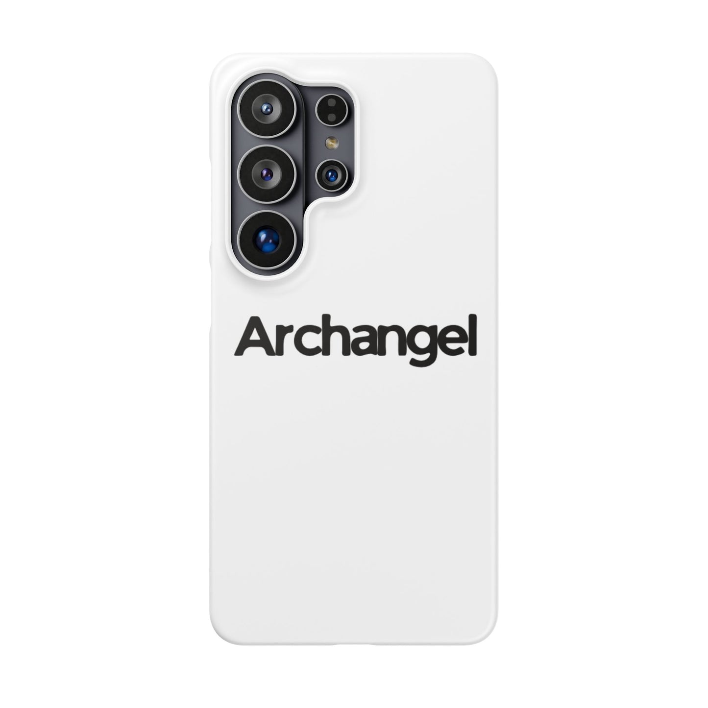 Archangel Snap Case — Minimalist White Phone Case with Bold Text