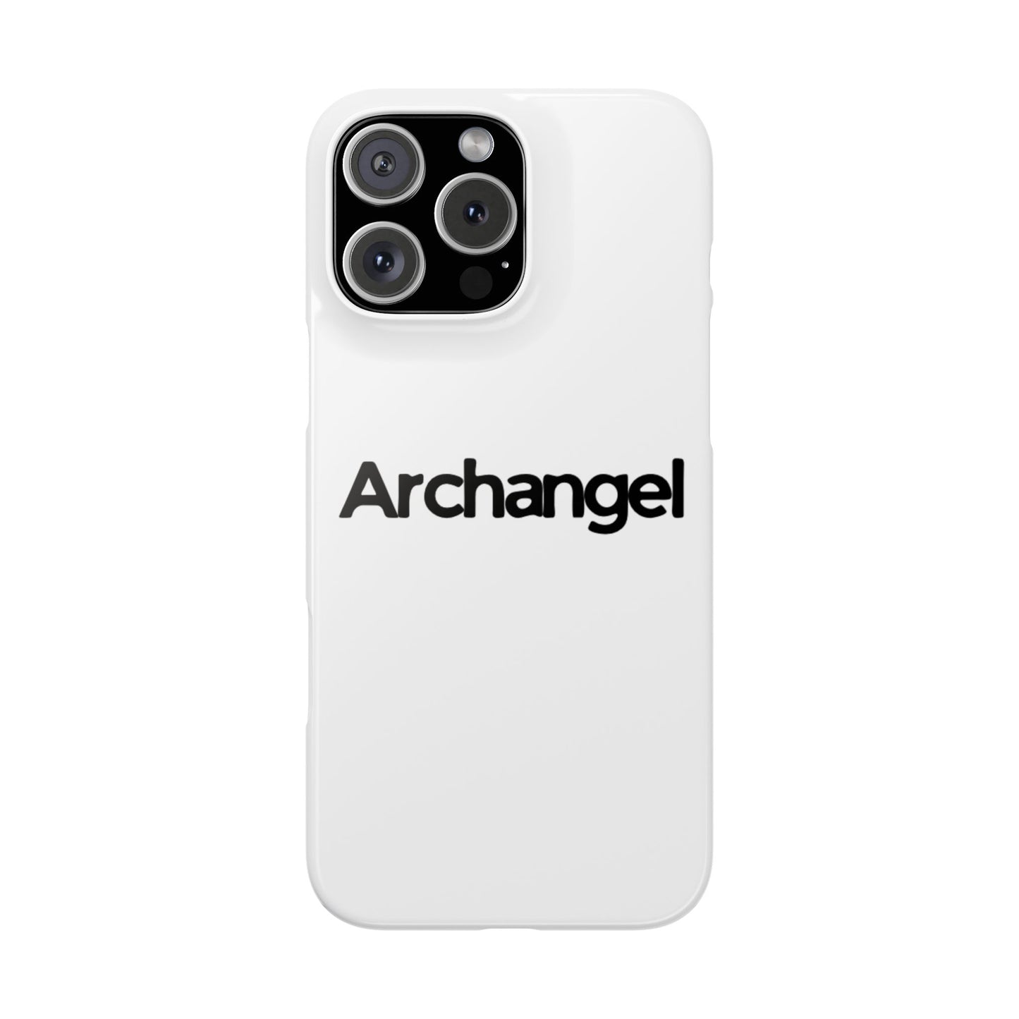 Archangel Snap Case — Minimalist White Phone Case with Bold Text