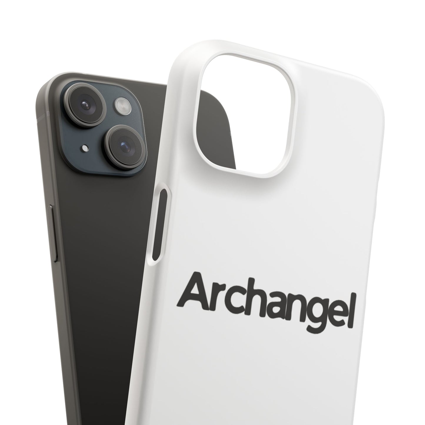 Archangel Snap Case — Minimalist White Phone Case with Bold Text
