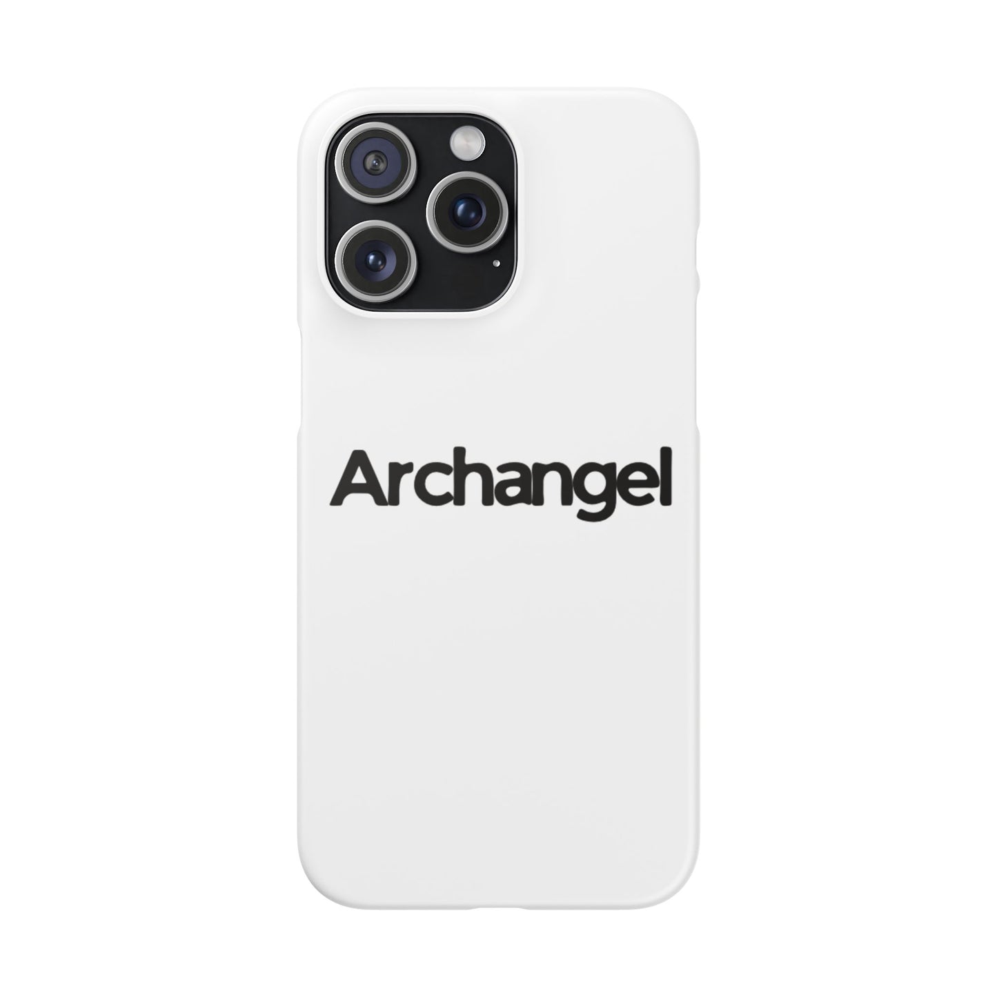 Archangel Snap Case — Minimalist White Phone Case with Bold Text