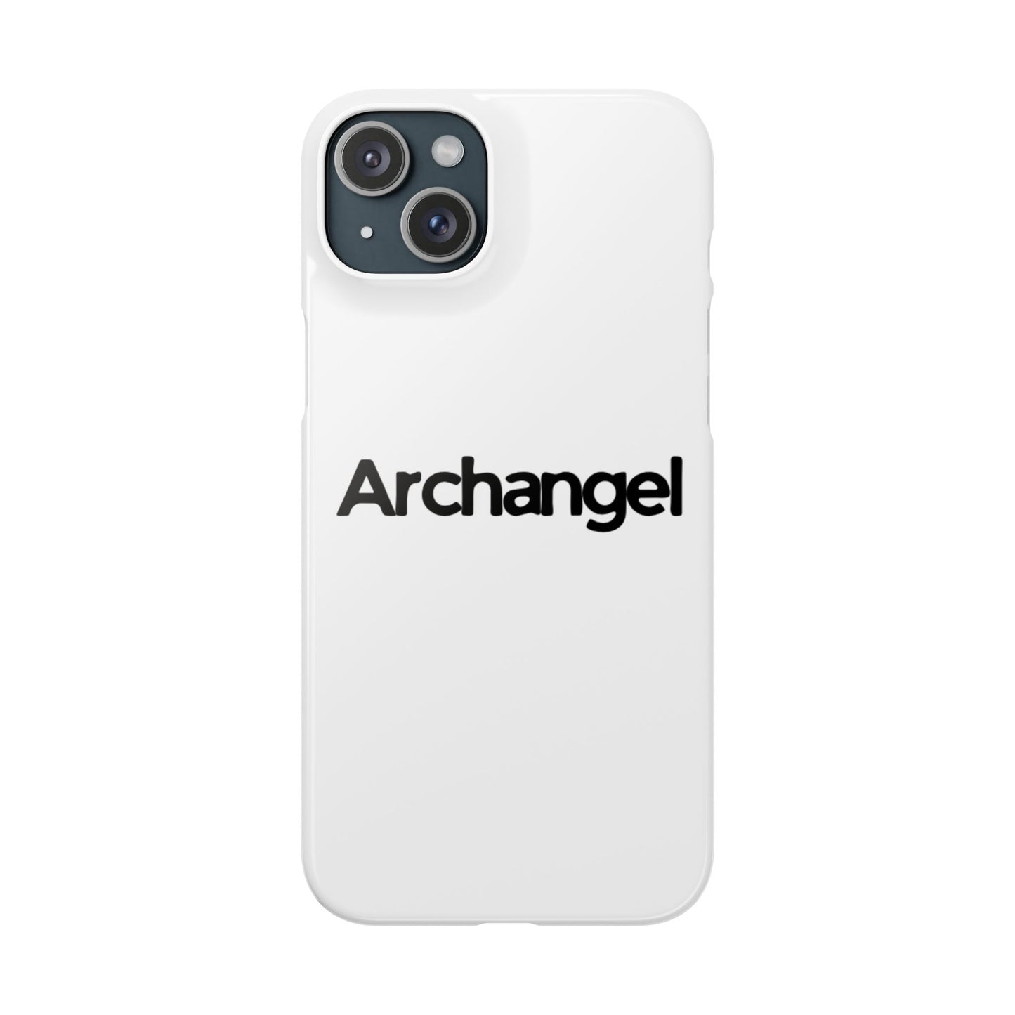 Archangel Snap Case — Minimalist White Phone Case with Bold Text