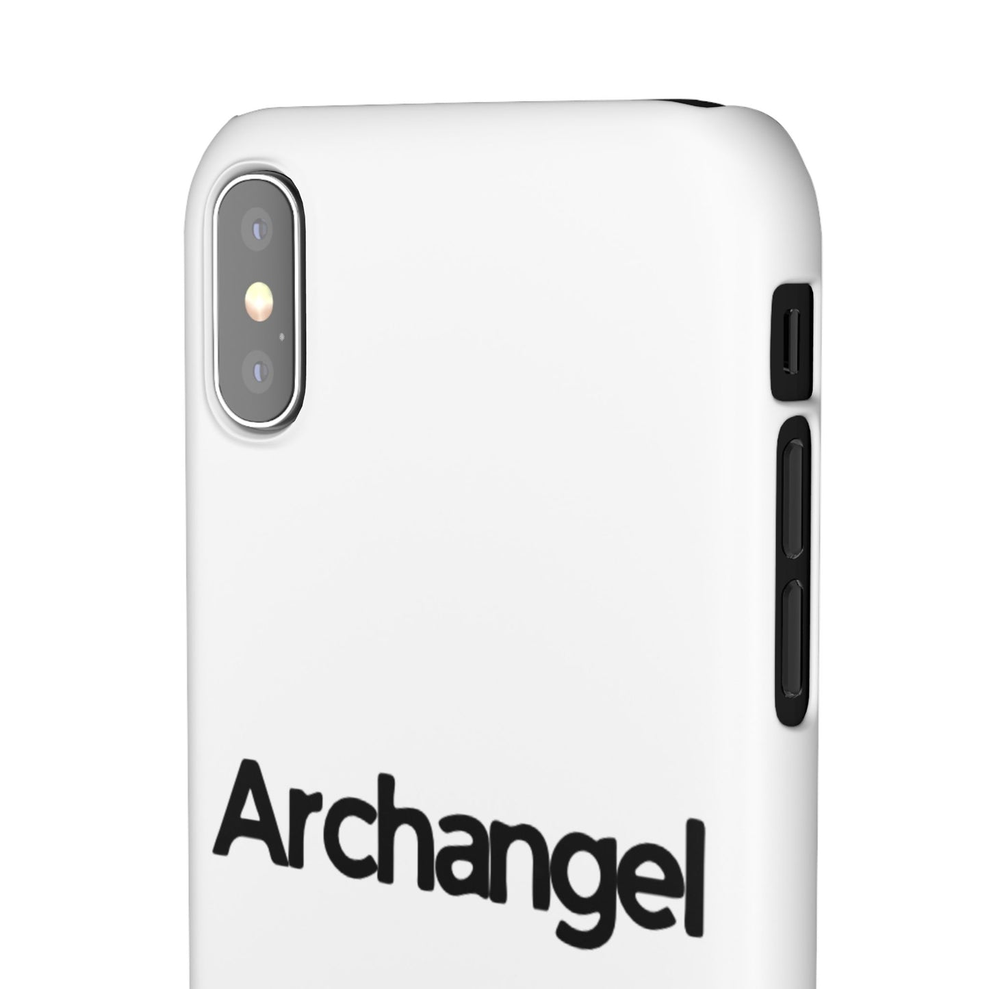 Archangel Snap Case — Minimalist White Phone Case with Bold Text