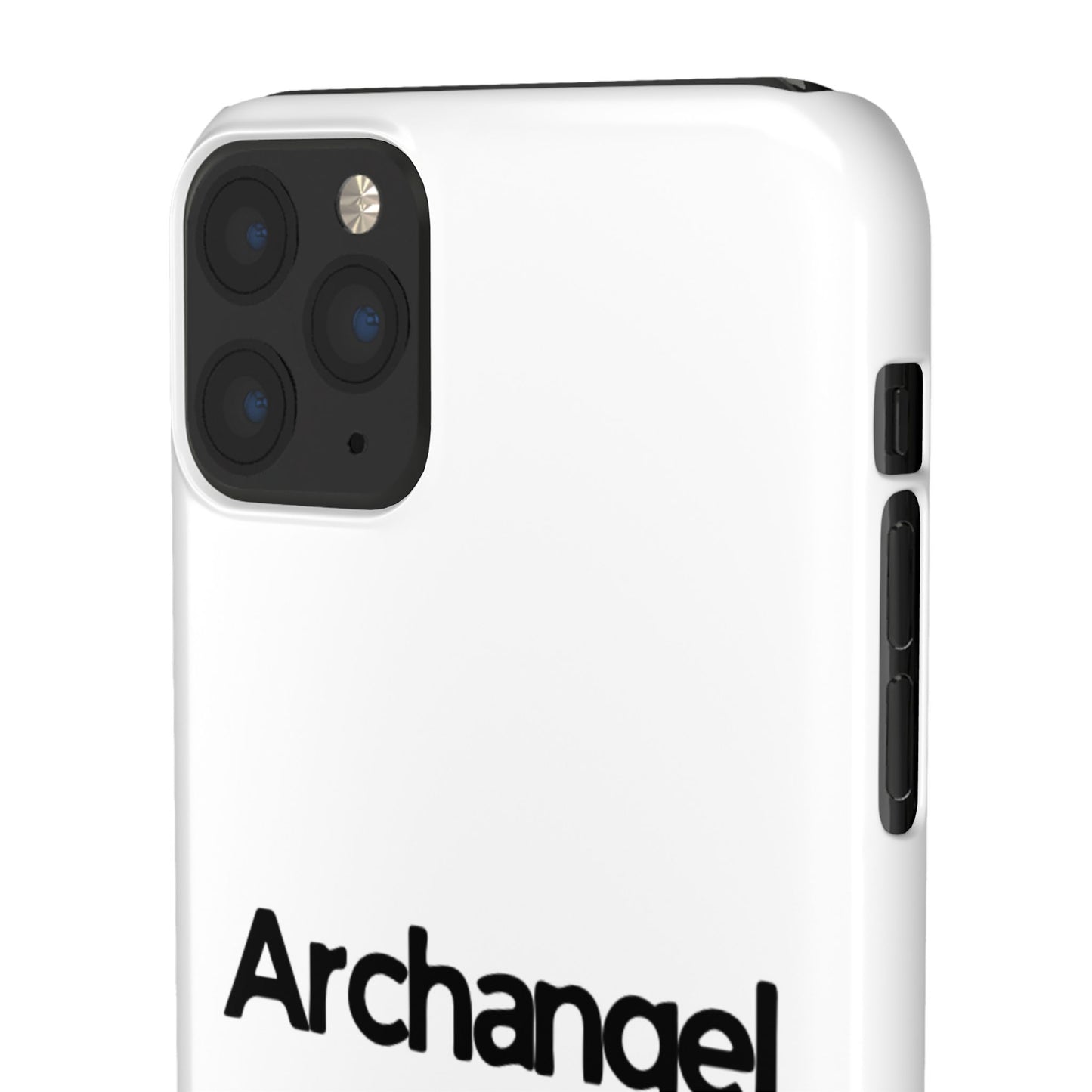 Archangel Snap Case — Minimalist White Phone Case with Bold Text