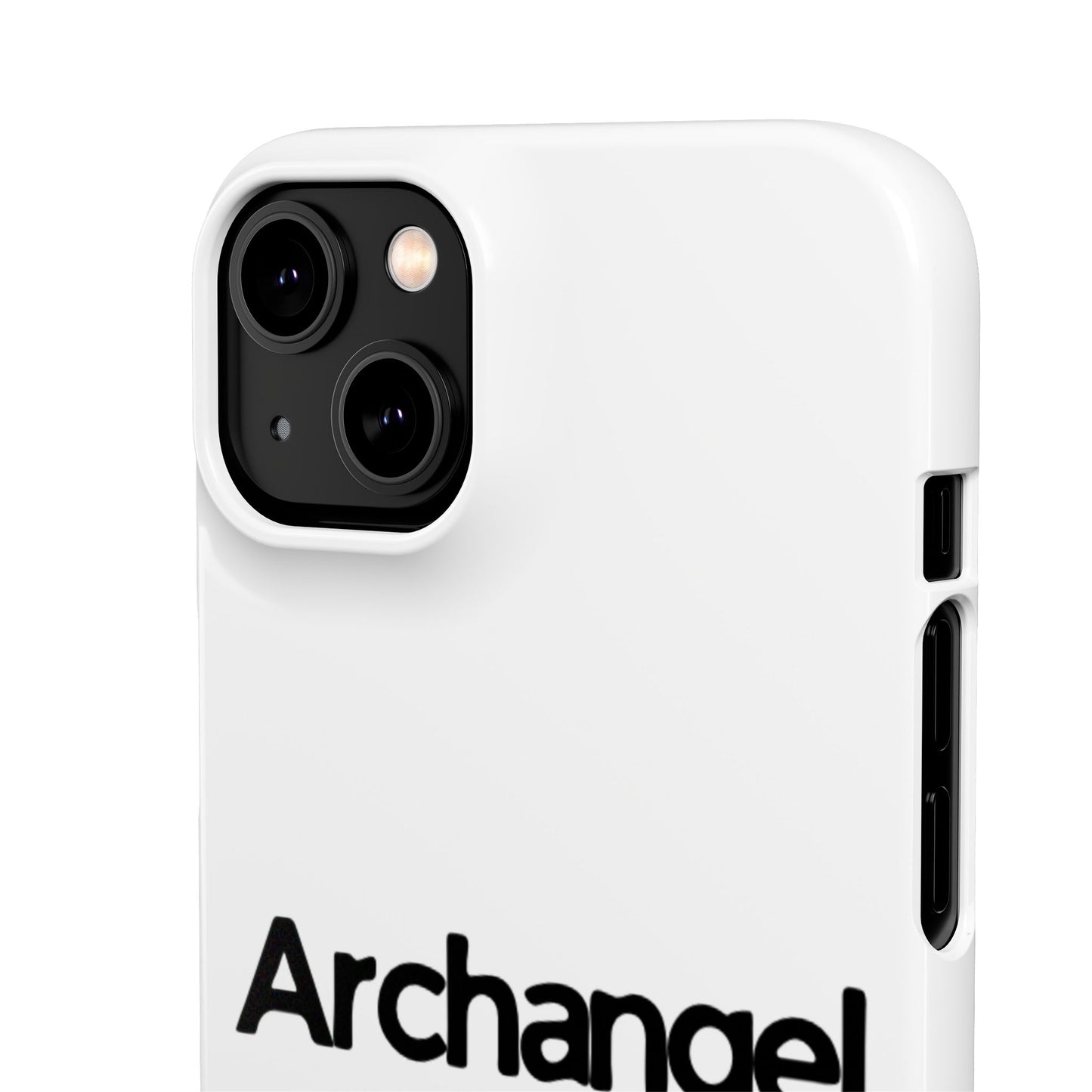 Archangel Snap Case — Minimalist White Phone Case with Bold Text