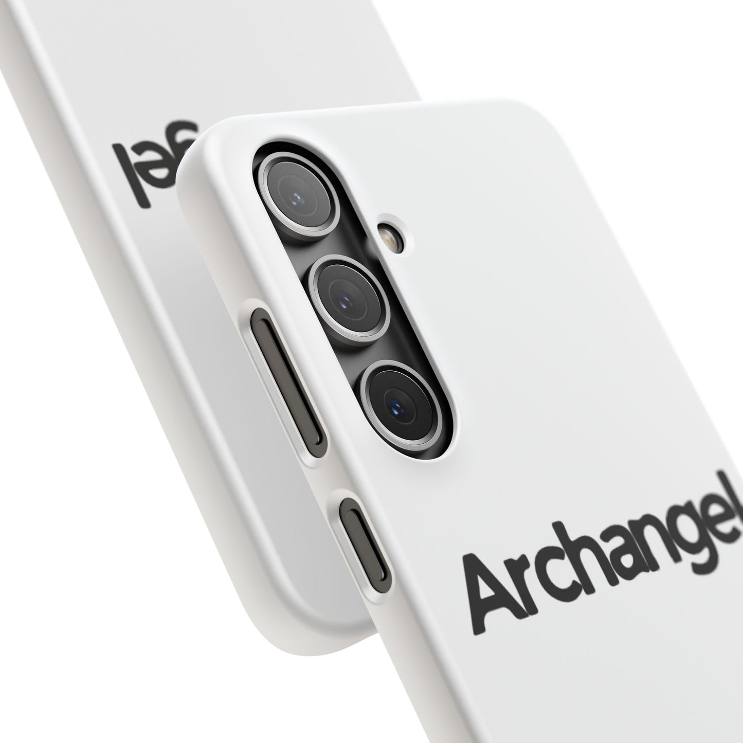 Archangel Snap Case — Minimalist White Phone Case with Bold Text