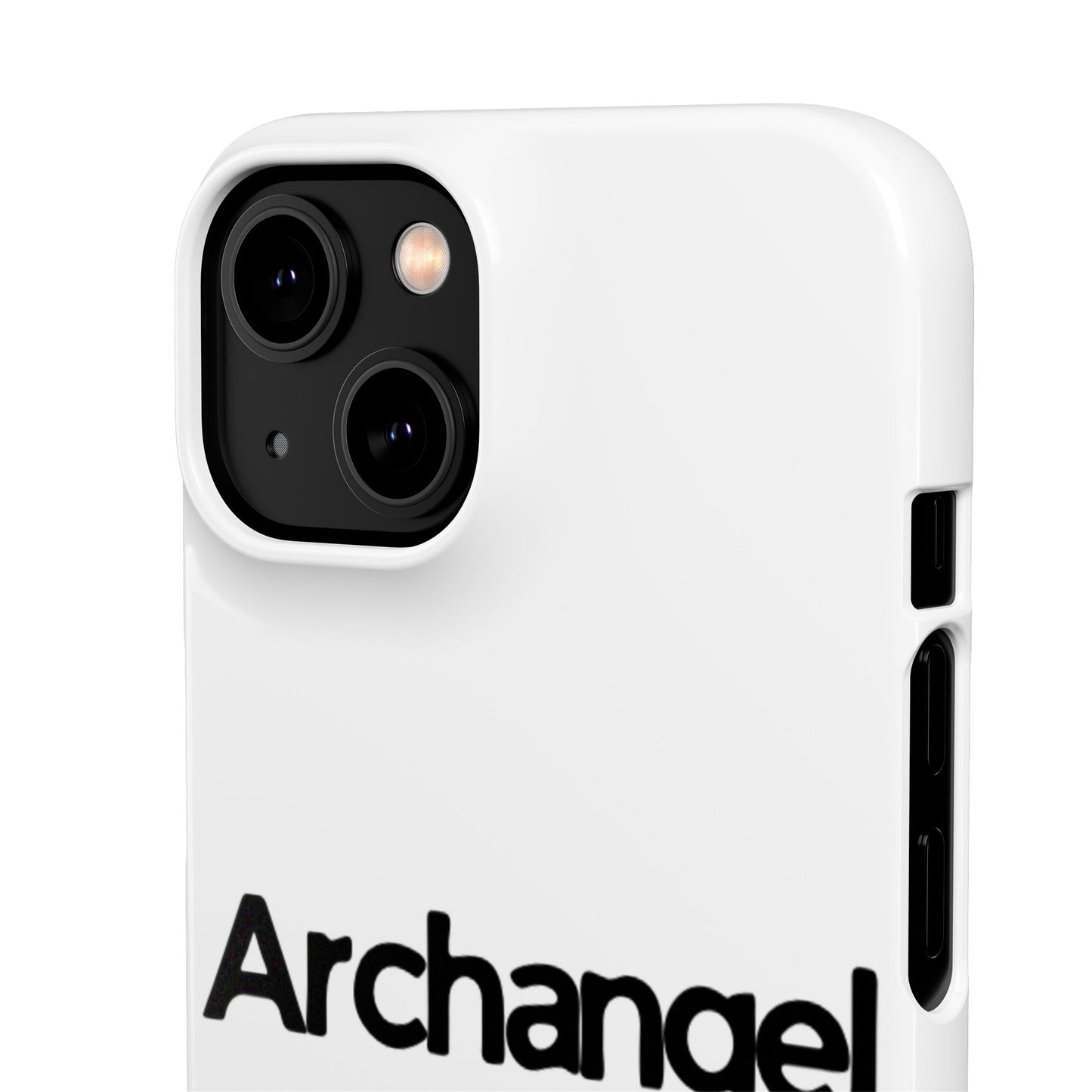 Archangel Snap Case — Minimalist White Phone Case with Bold Text