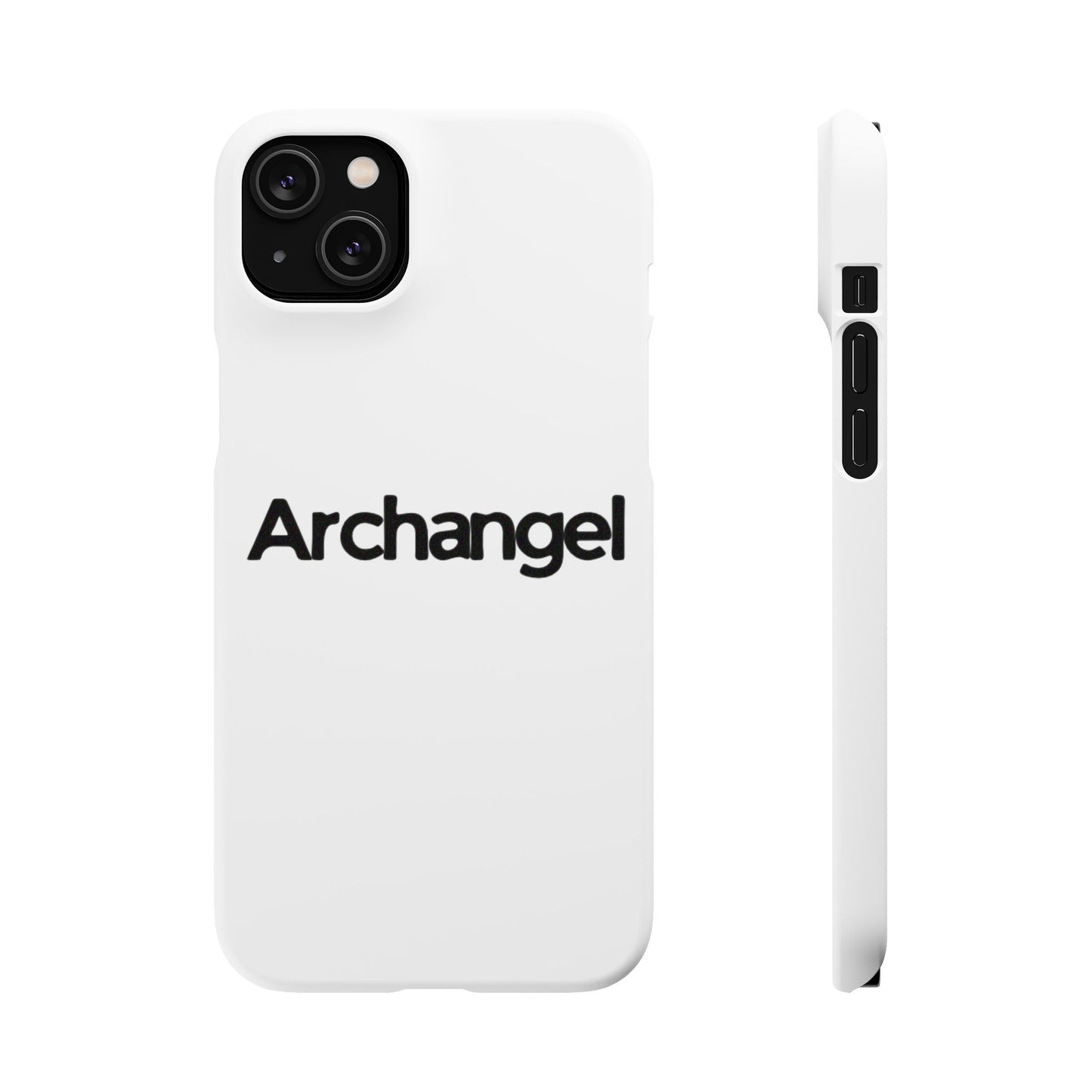 Archangel Snap Case — Minimalist White Phone Case with Bold Text