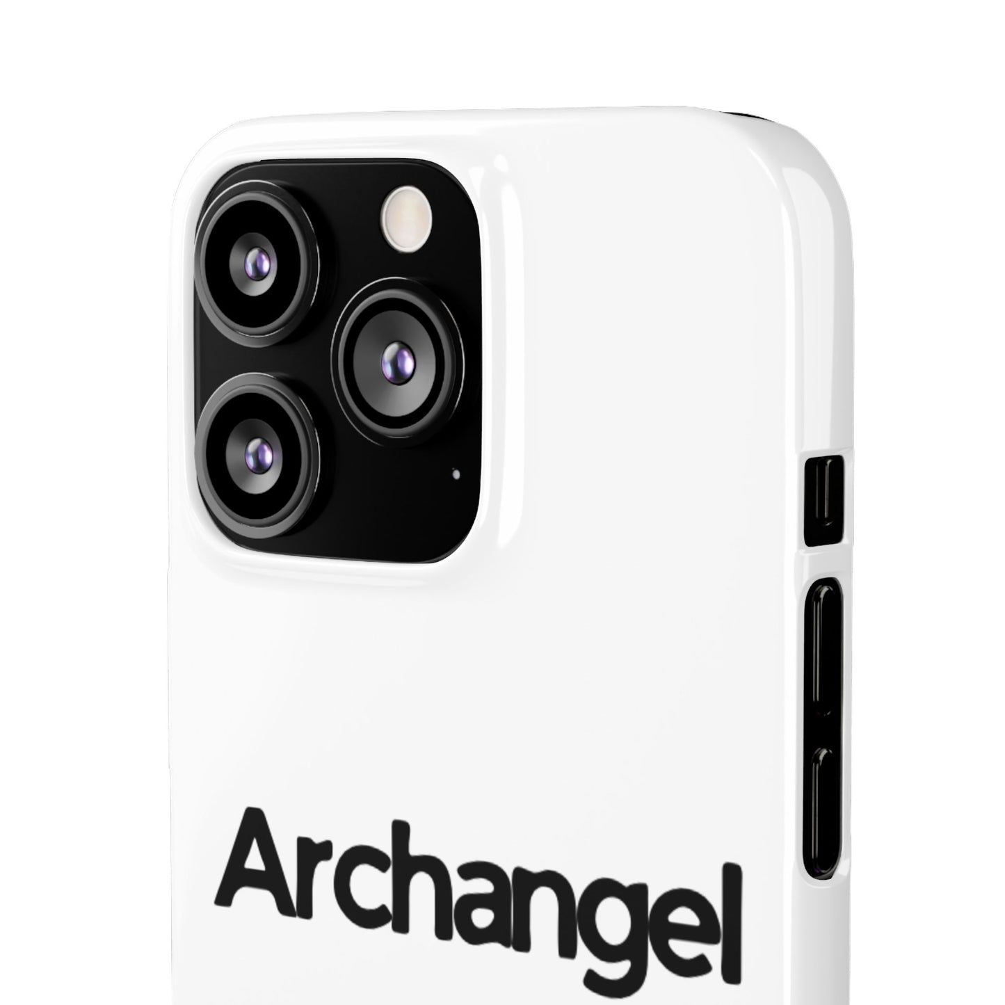 Archangel Snap Case — Minimalist White Phone Case with Bold Text