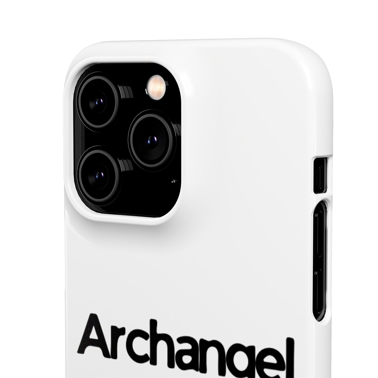 Archangel Snap Case — Minimalist White Phone Case with Bold Text