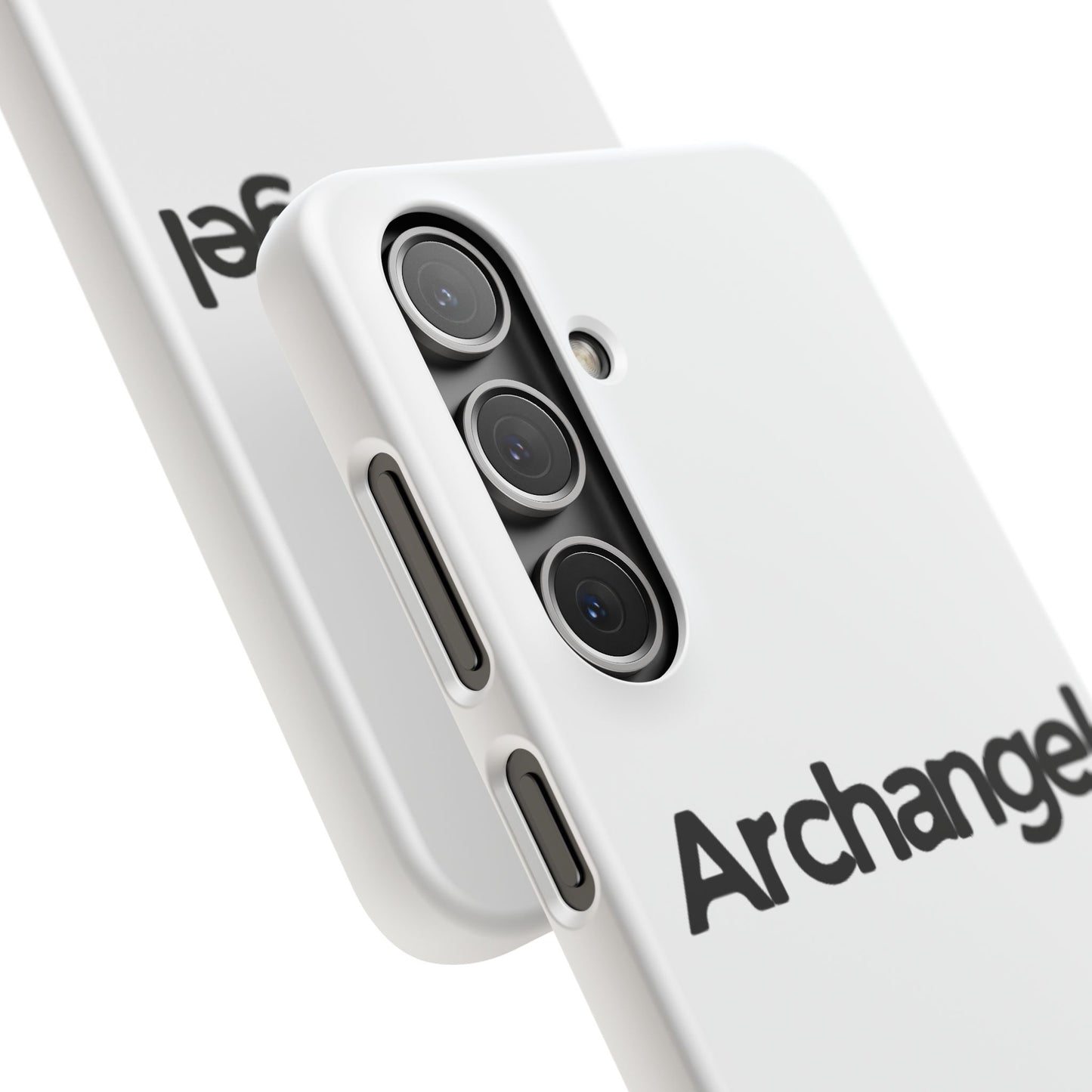 Archangel Snap Case — Minimalist White Phone Case with Bold Text
