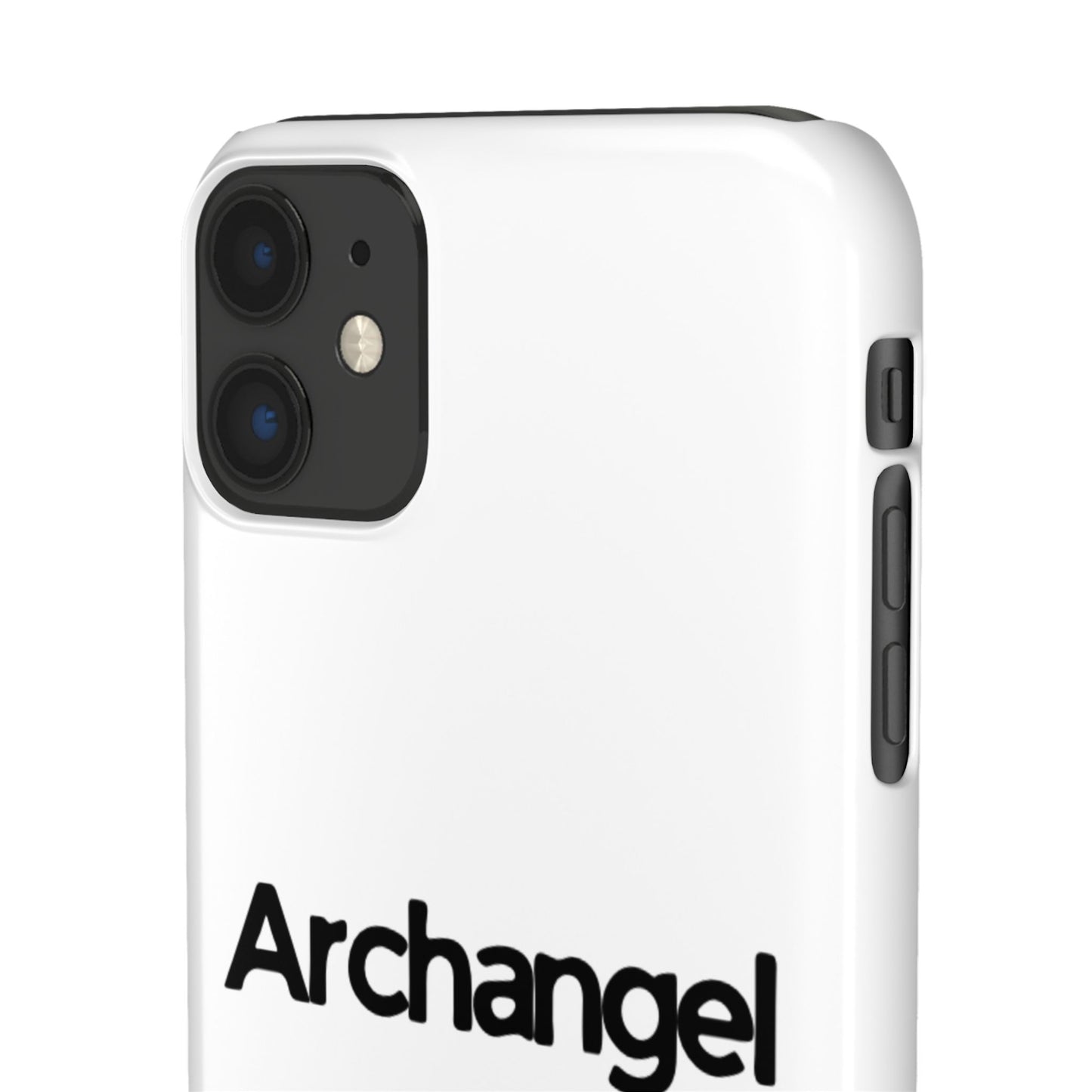 Archangel Snap Case — Minimalist White Phone Case with Bold Text